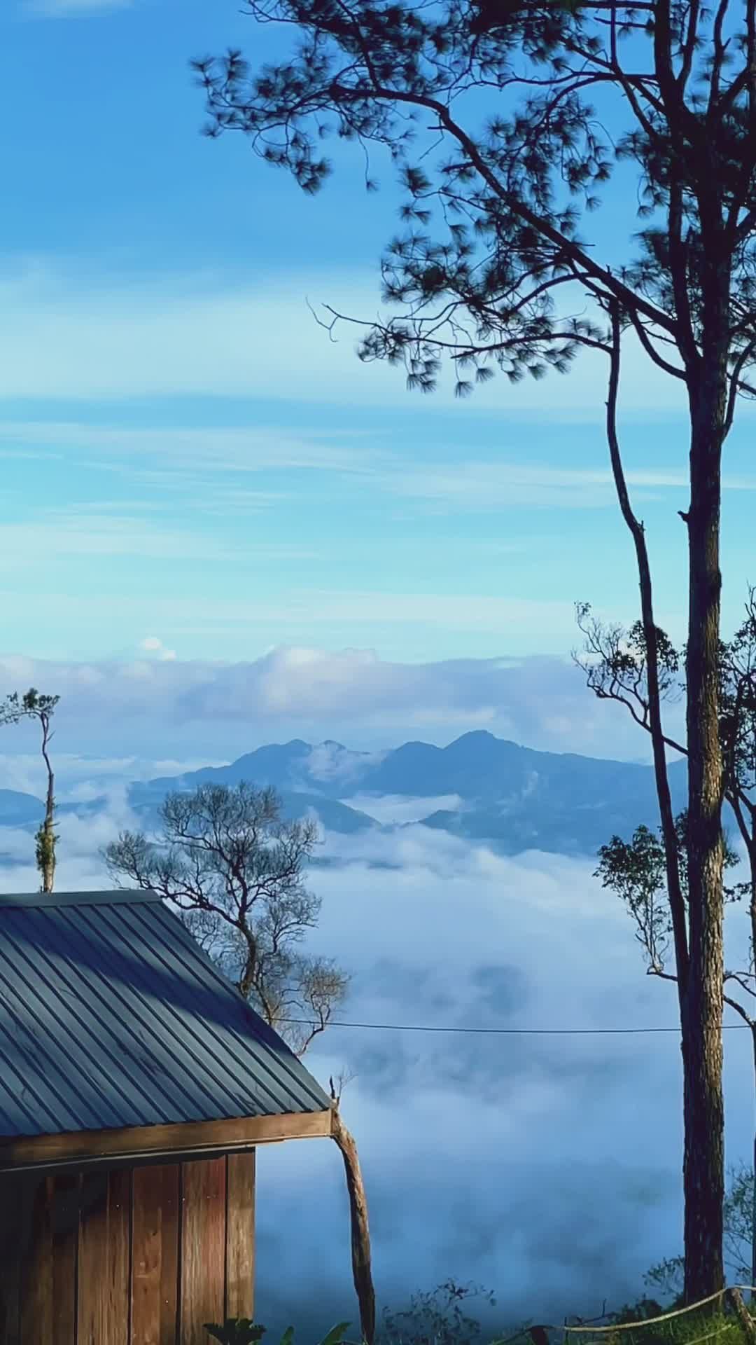 Scenic View of Misty Mountains and Cabin Free Stock Video Footage ...