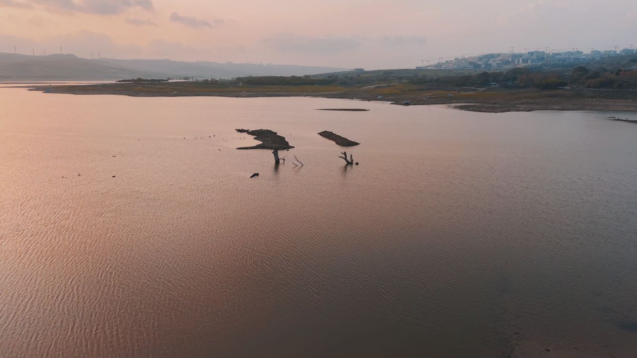 Serene Aerial View of Lake at Sunset Free Stock Video Footage, Royalty ...