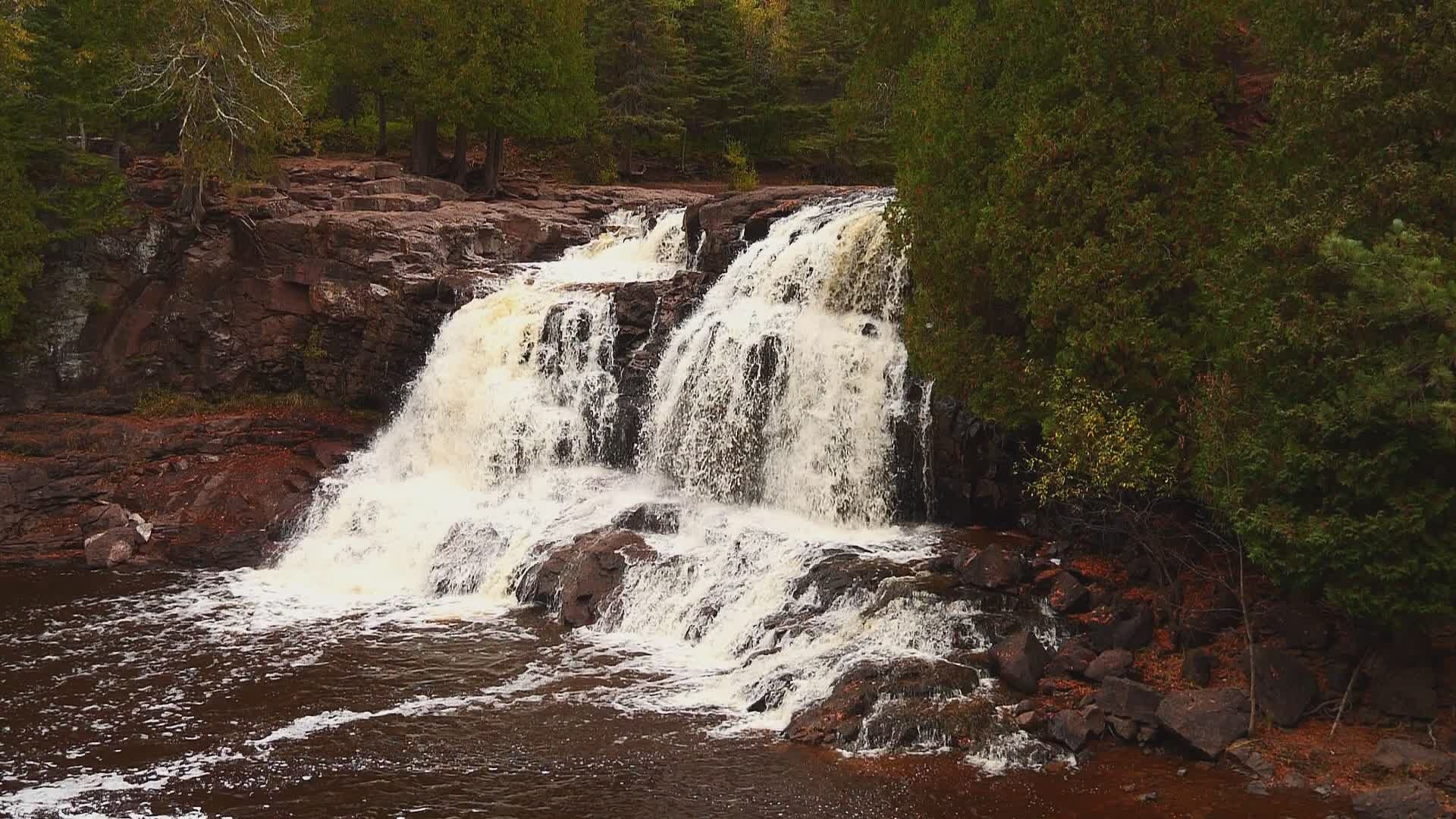 Scenic Waterfall Cascading in Autumn Forest Free Stock Video Footage ...