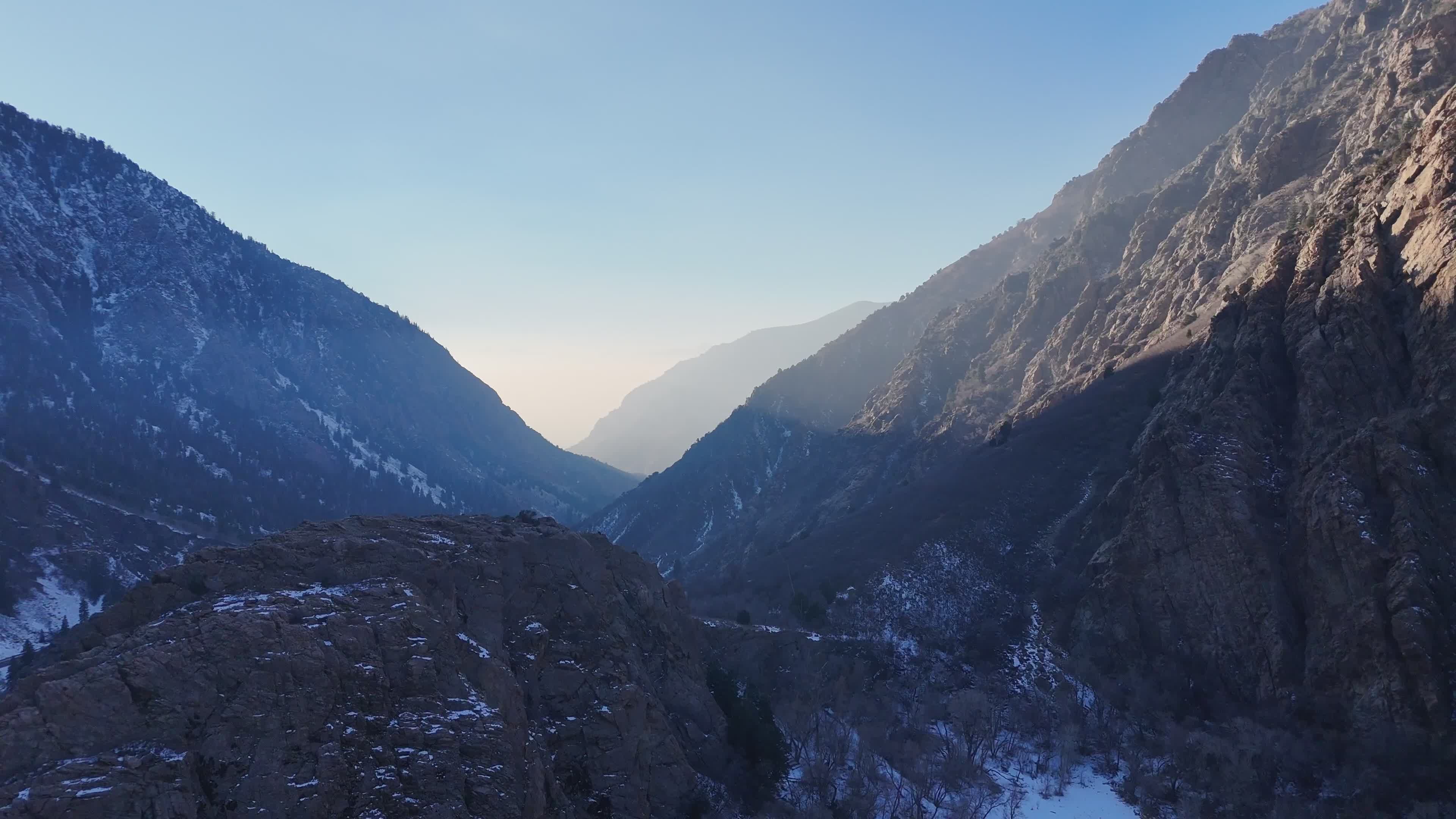 Breathtaking Aerial View of Snowy Mountain Valley Free Stock Video ...