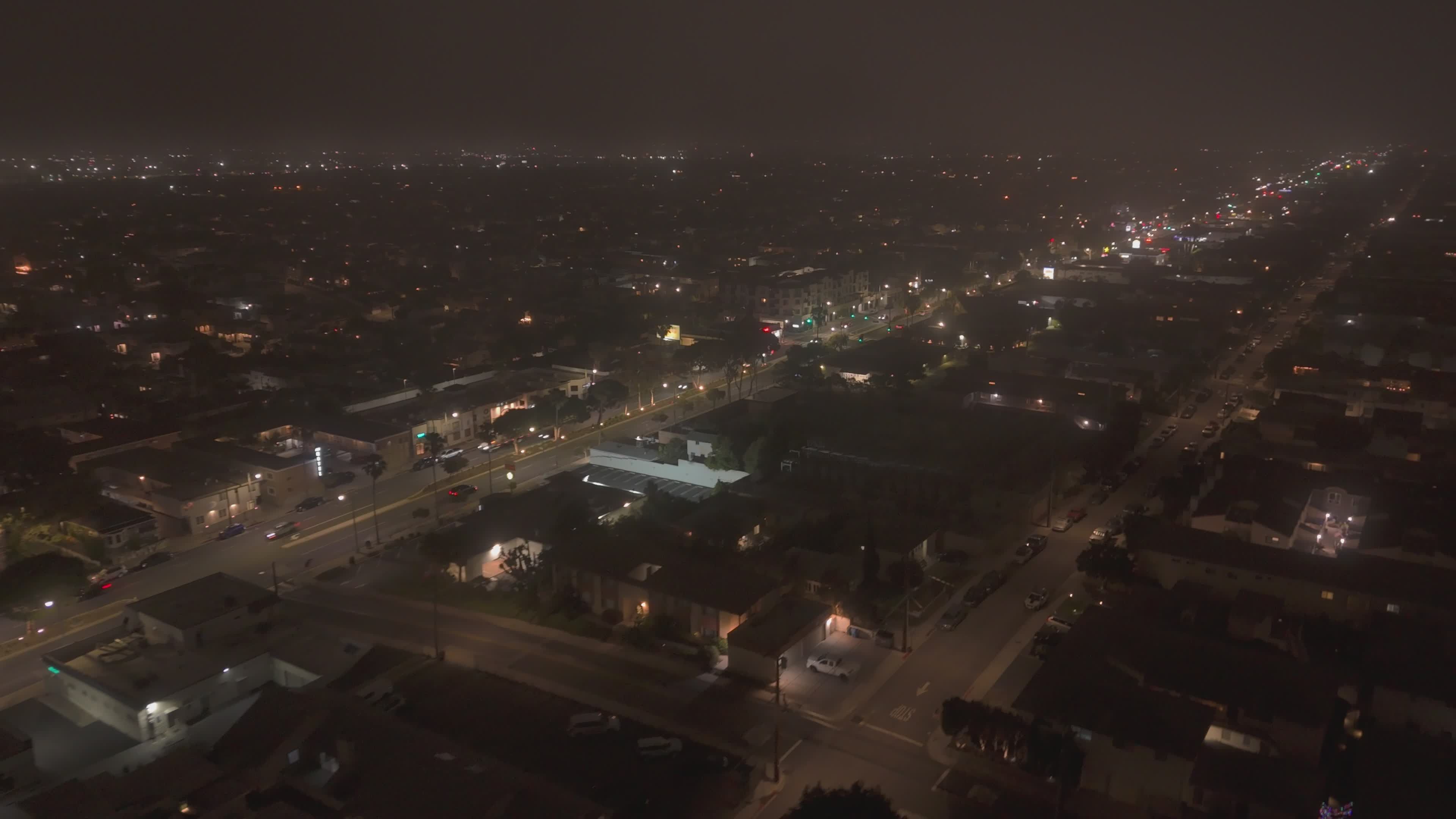 Aerial Night View of City Streets with Traffic Free Stock Video Footage ...