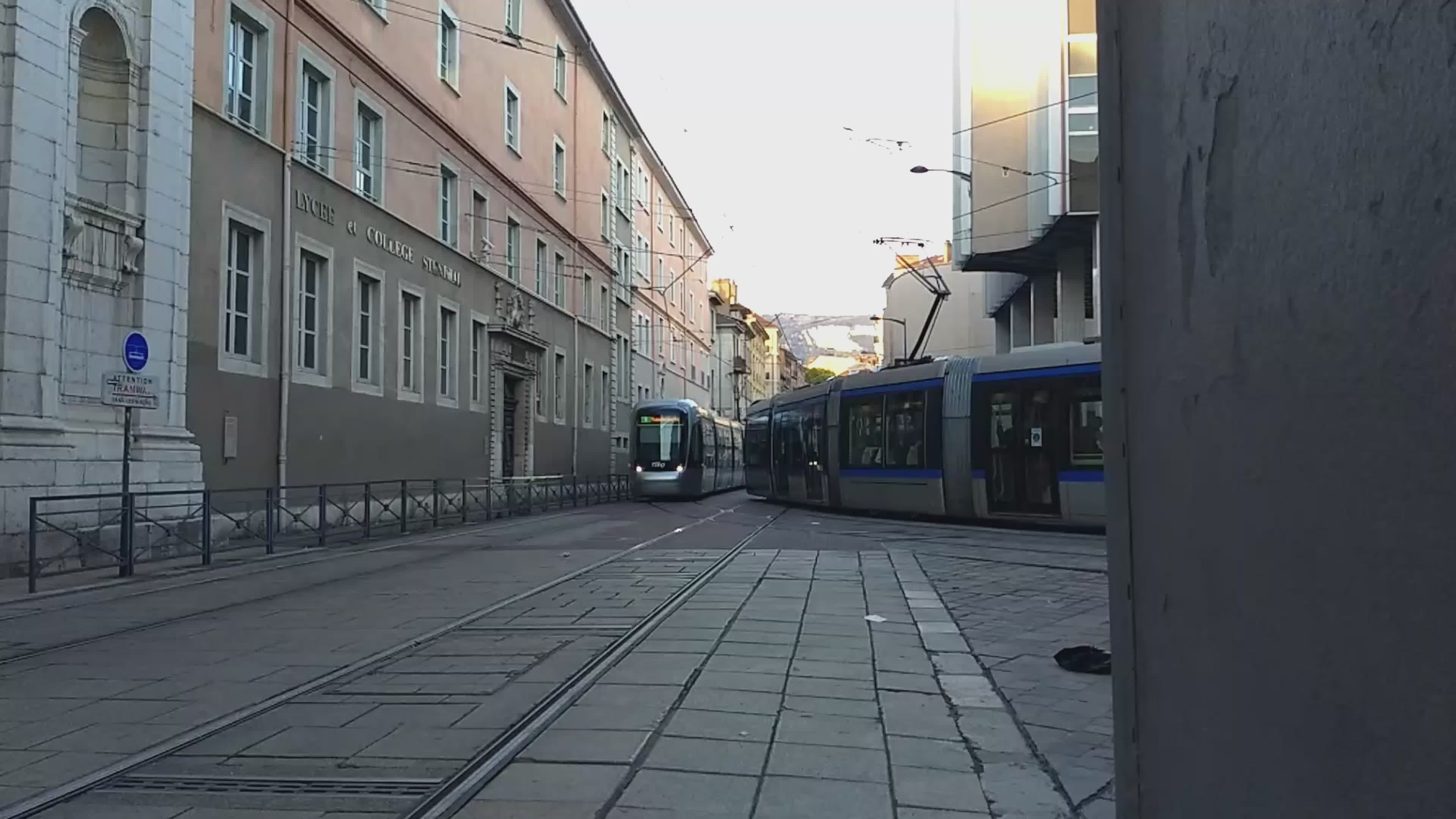 Aerial View of Urban Tram in European City Free Stock Video Footage ...