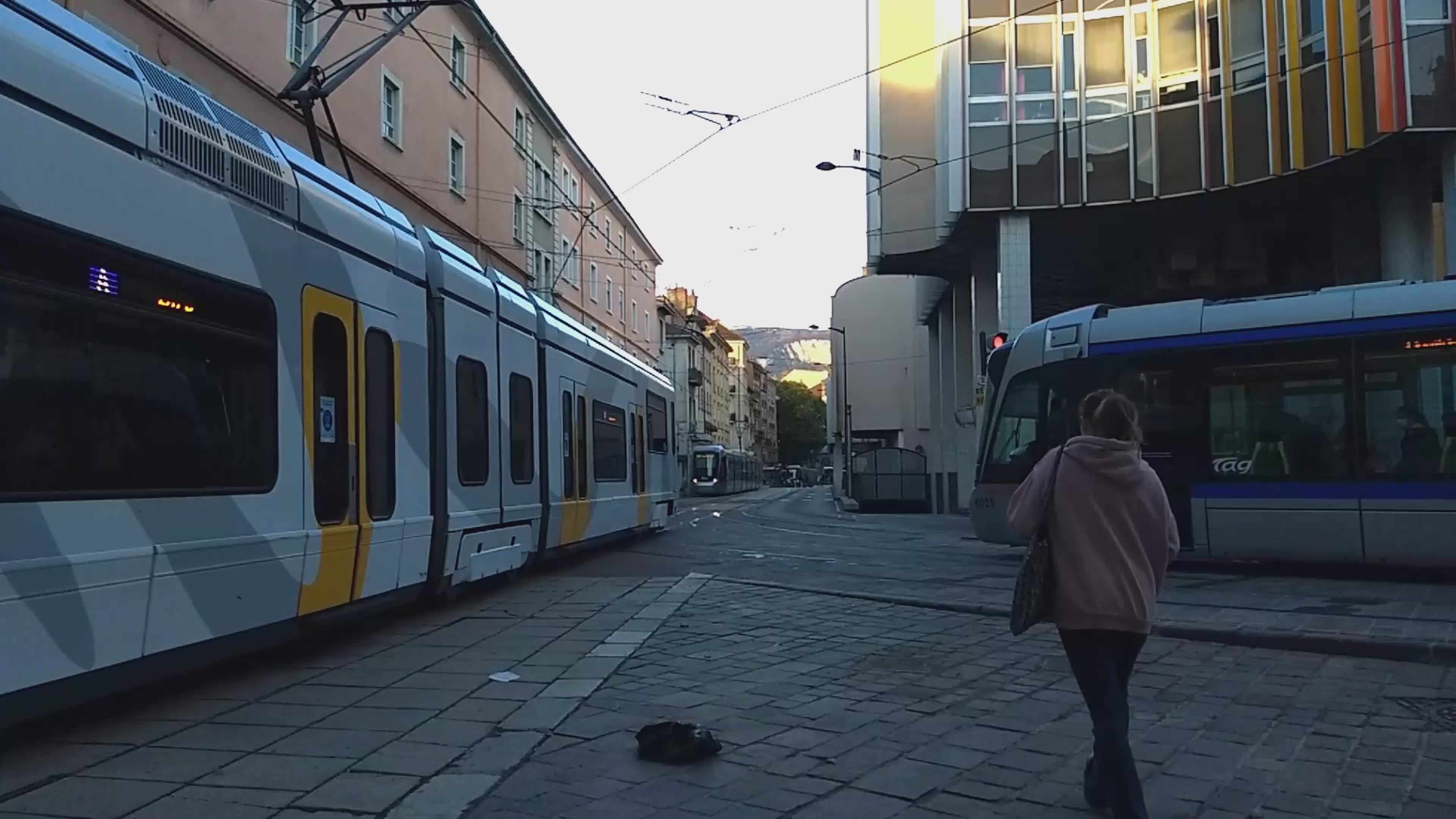 Aerial View of Urban Tram in European City Free Stock Video Footage ...