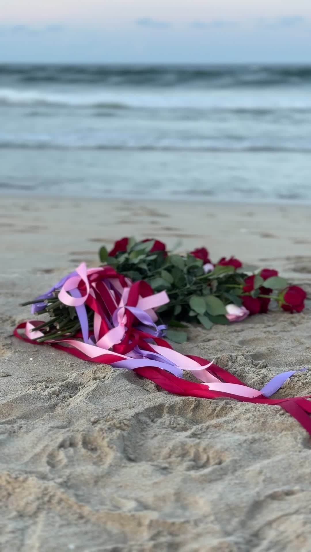 Romantic Roses and Ribbons on Beach Sand Free Stock Video Footage ...