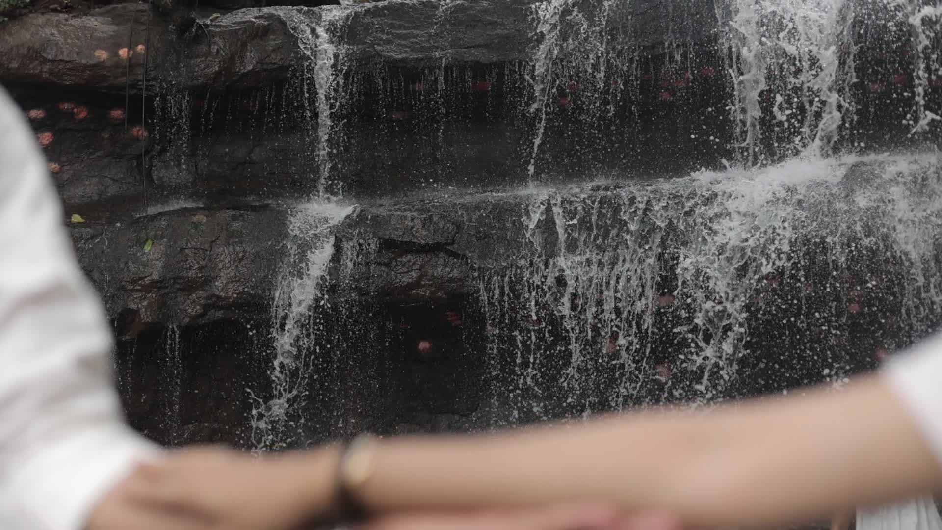 Romantic Hand Holding in Front of Waterfall Free Stock Video Footage ...