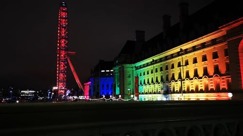 Lichter Anzeige Der Farben Vor Dem London County Hall Gebäude
