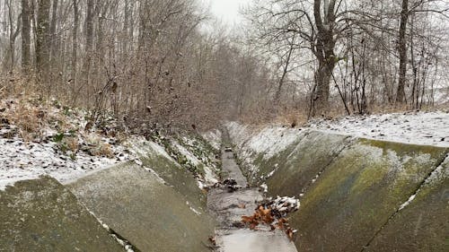Een Water Ways Canal Gebouwd Om Regenwater Of Gesmolten Sneeuw Te Beheersen