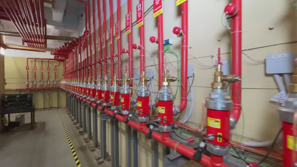 Fire protection manifold in a plant room