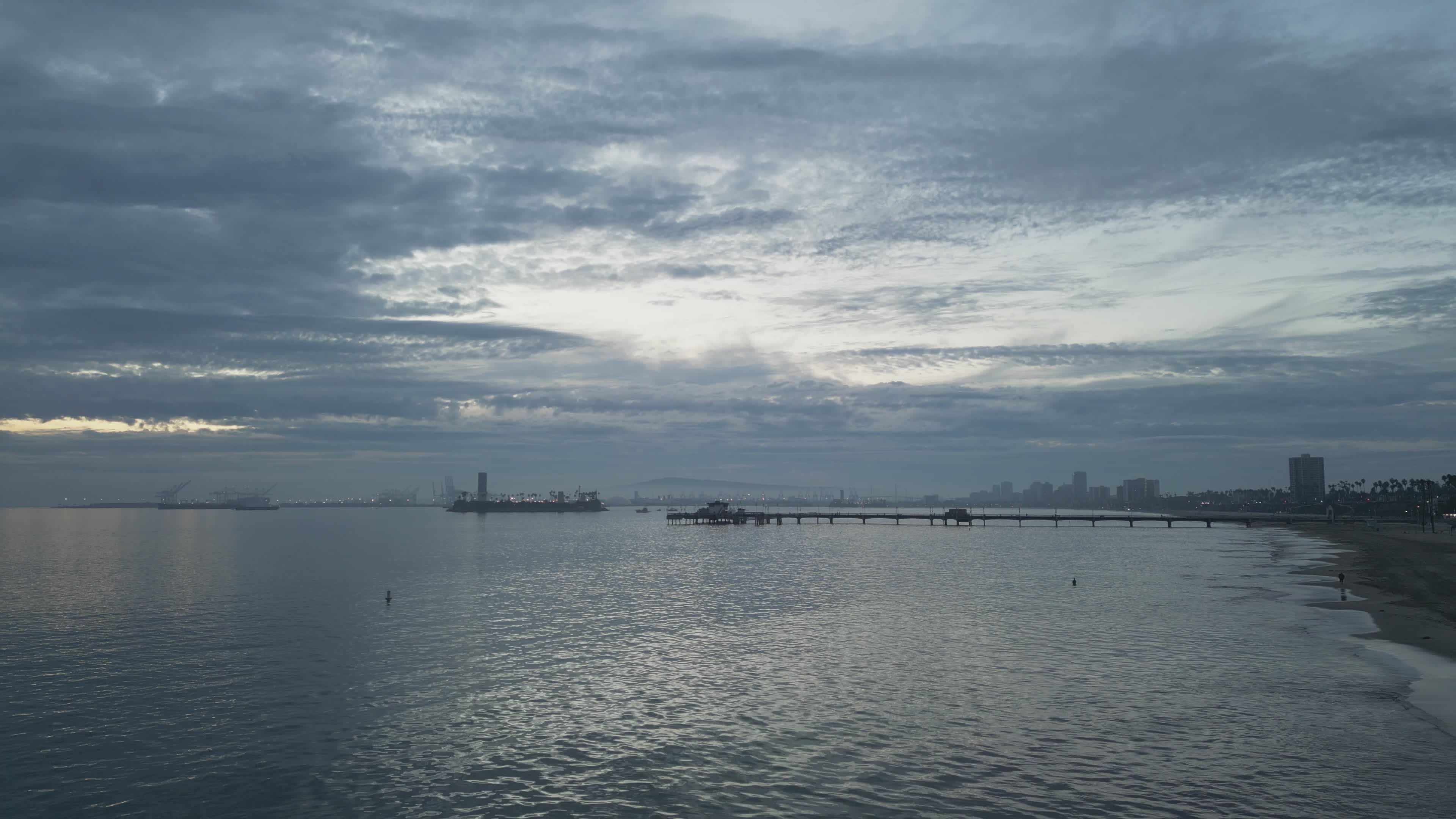 Dramatic Aerial View of Pier at Twilight Free Stock Video Footage ...