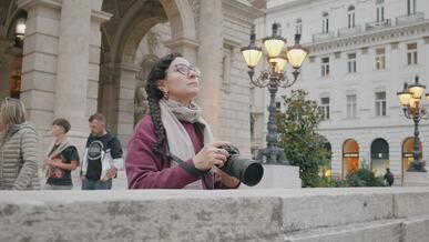 urban photographer exploring historic city