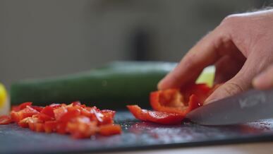 preparing fresh ratatouille ingredients