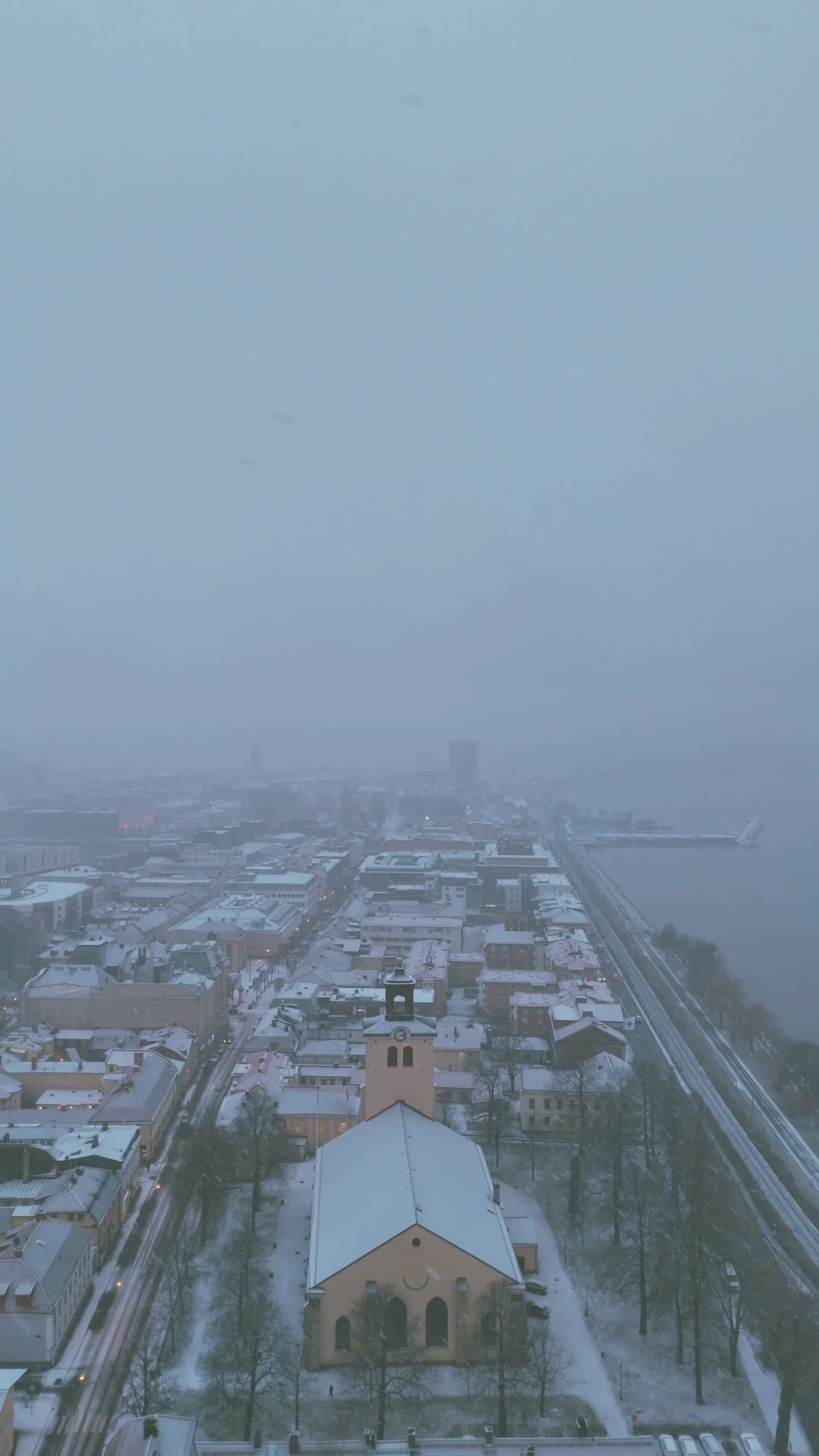 Snowy Aerial View of Jönköping Cityscape Free Stock Video Footage ...