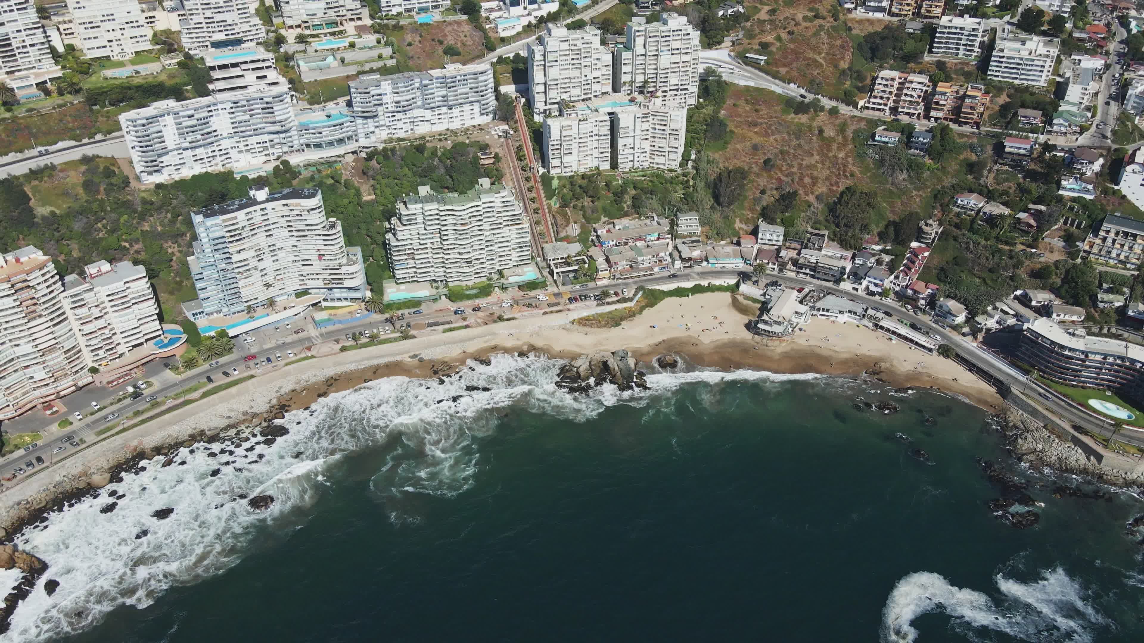 Aerial View of Coastal City and Beachfront Free Stock Video Footage ...