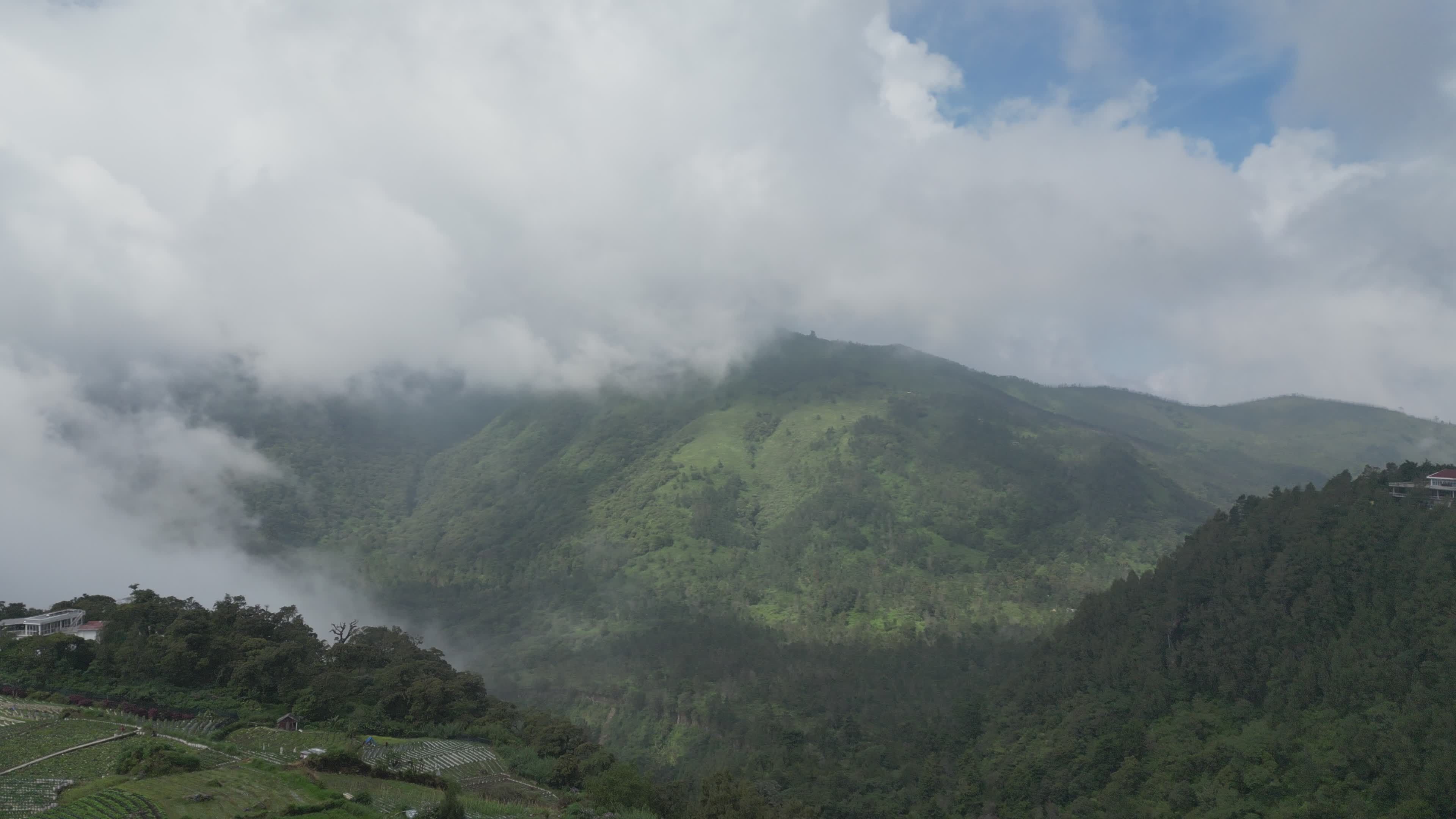 Scenic Aerial View of Misty Green Mountains Free Stock Video Footage ...