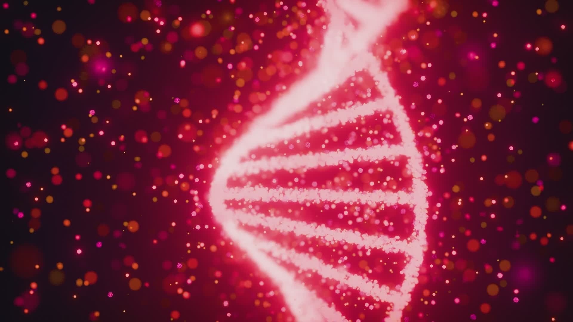 发光的dna螺旋结构及其粒子动画 · 免费素材视频