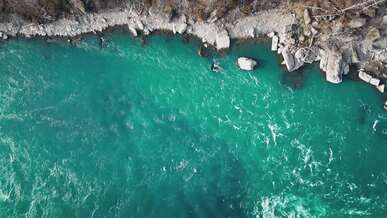 aerial view of turquoise coastal waters