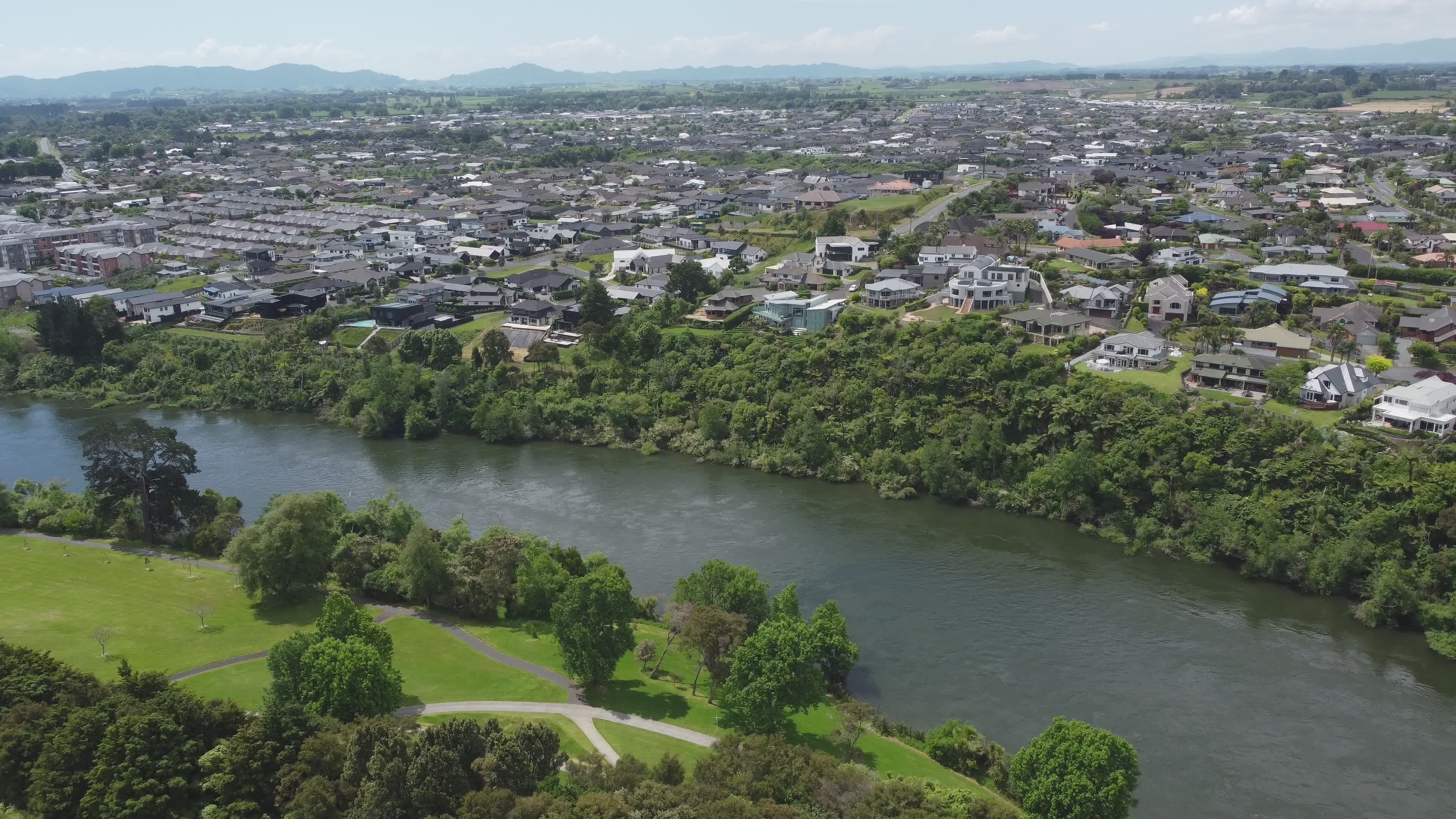 Aerial View of Hamilton's Riverside New Zealand Free Stock Video ...