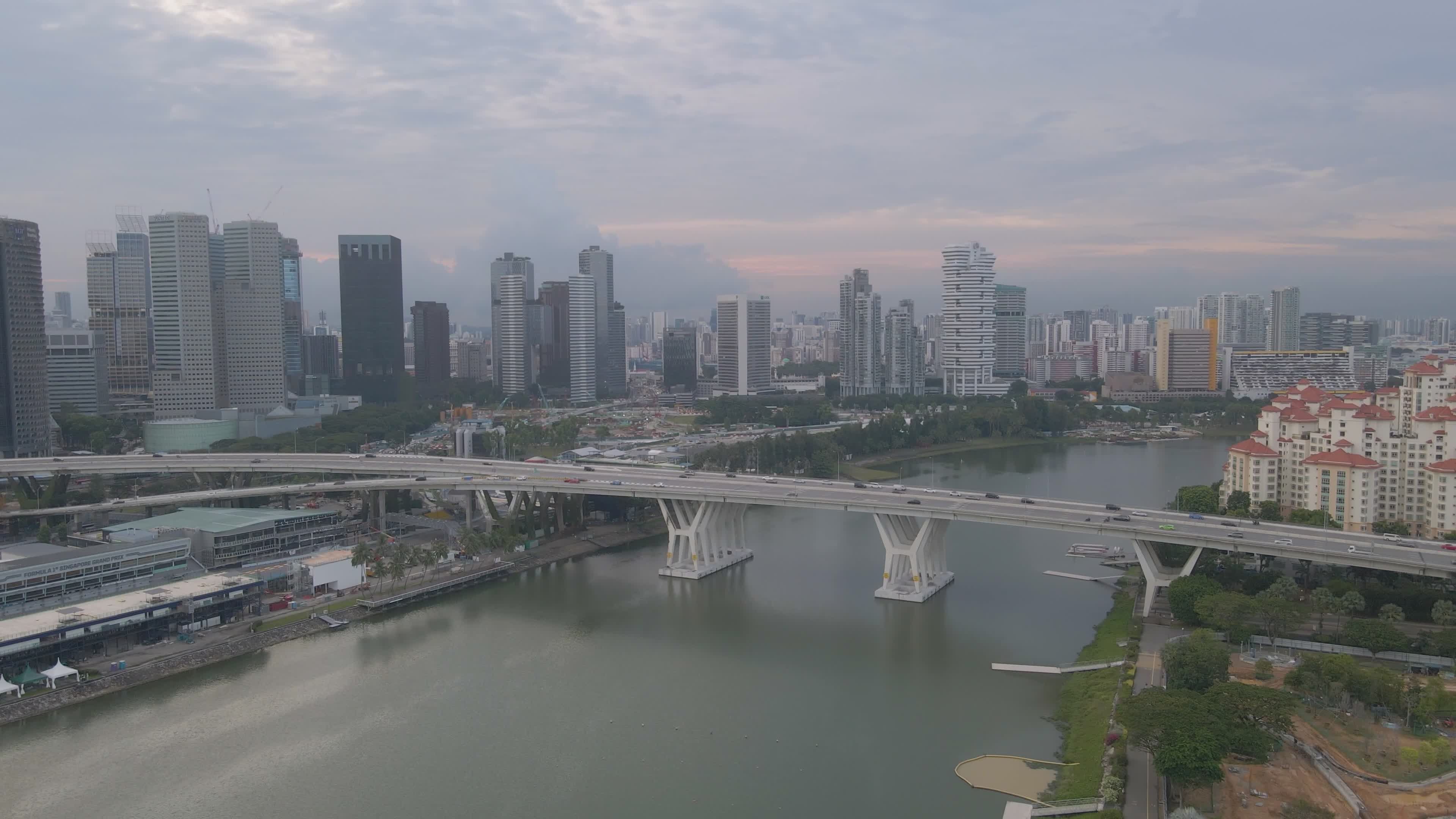 Stunning Aerial View of Singapore Skyline Free Stock Video Footage ...