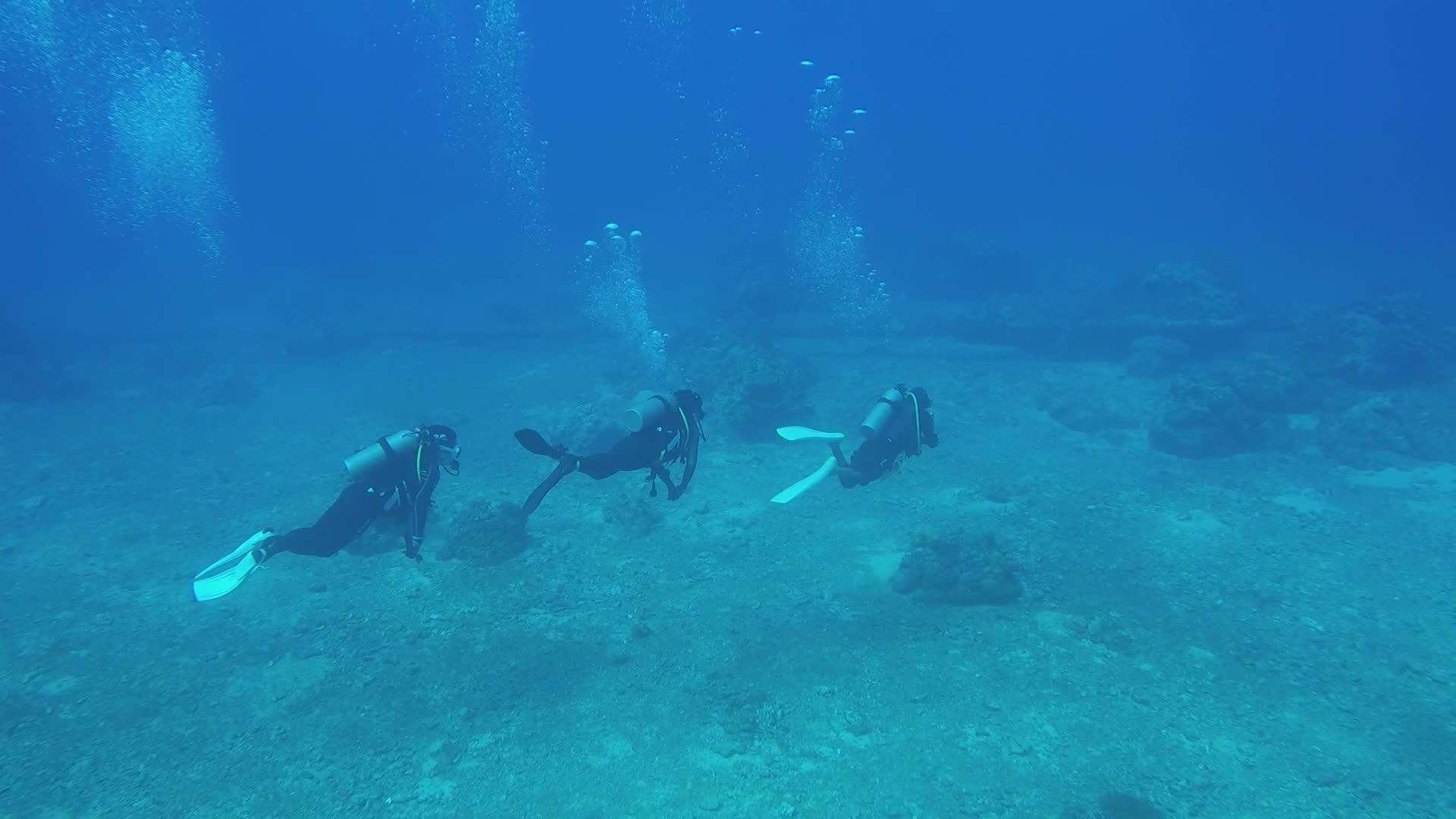 Underwater Adventure with Three Scuba Divers Free Stock Video Footage ...