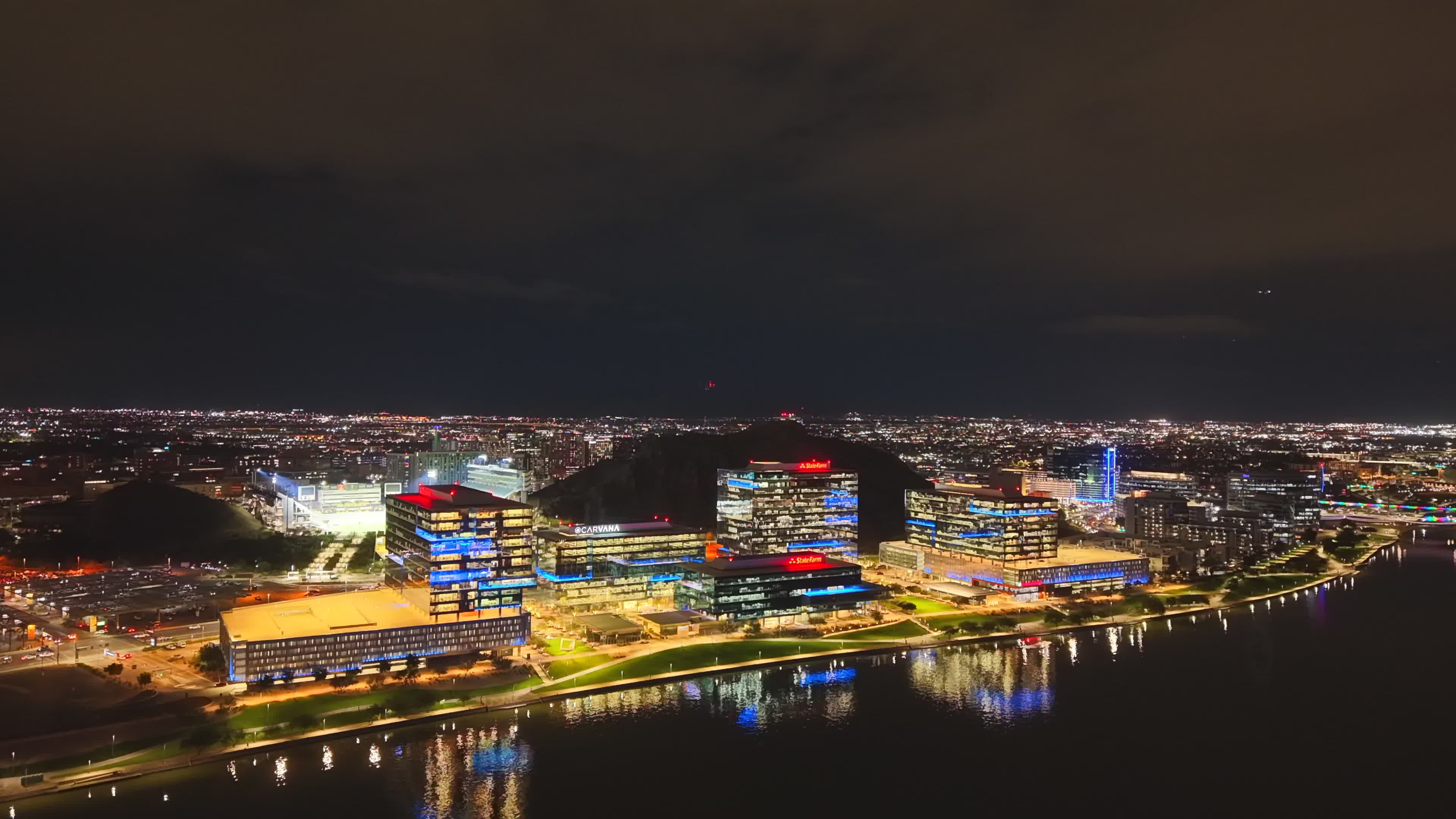 Stunning Aerial Night View of City Skyline Free Stock Video Footage ...