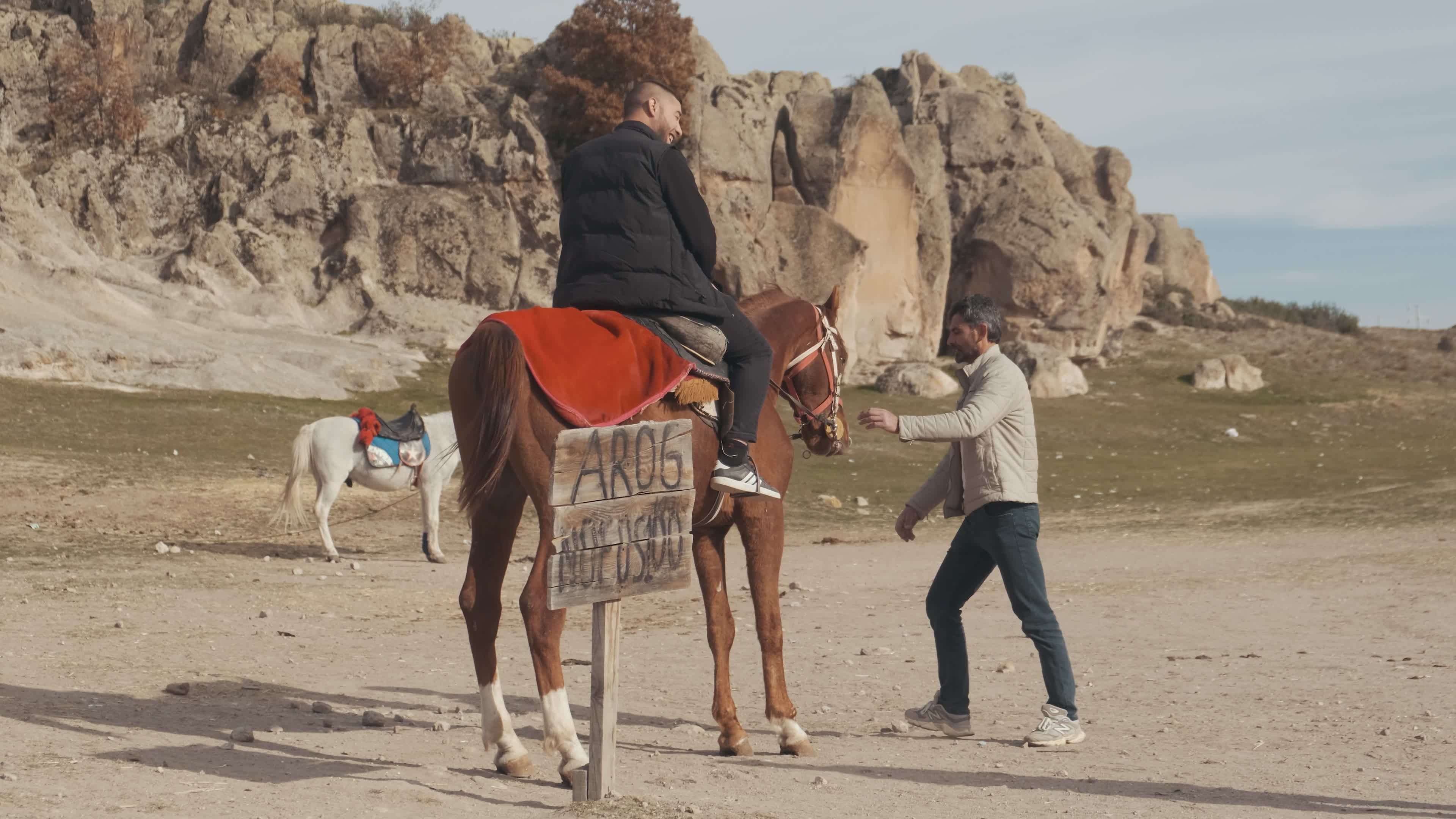 Horseback Riding in Scenic Rocky Landscape Free Stock Video Footage ...