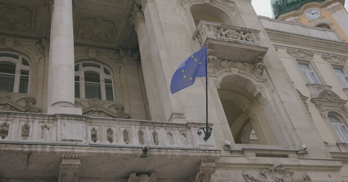 Union Buildng European Union Flag on Historic Building Free Stock Video Footage ...