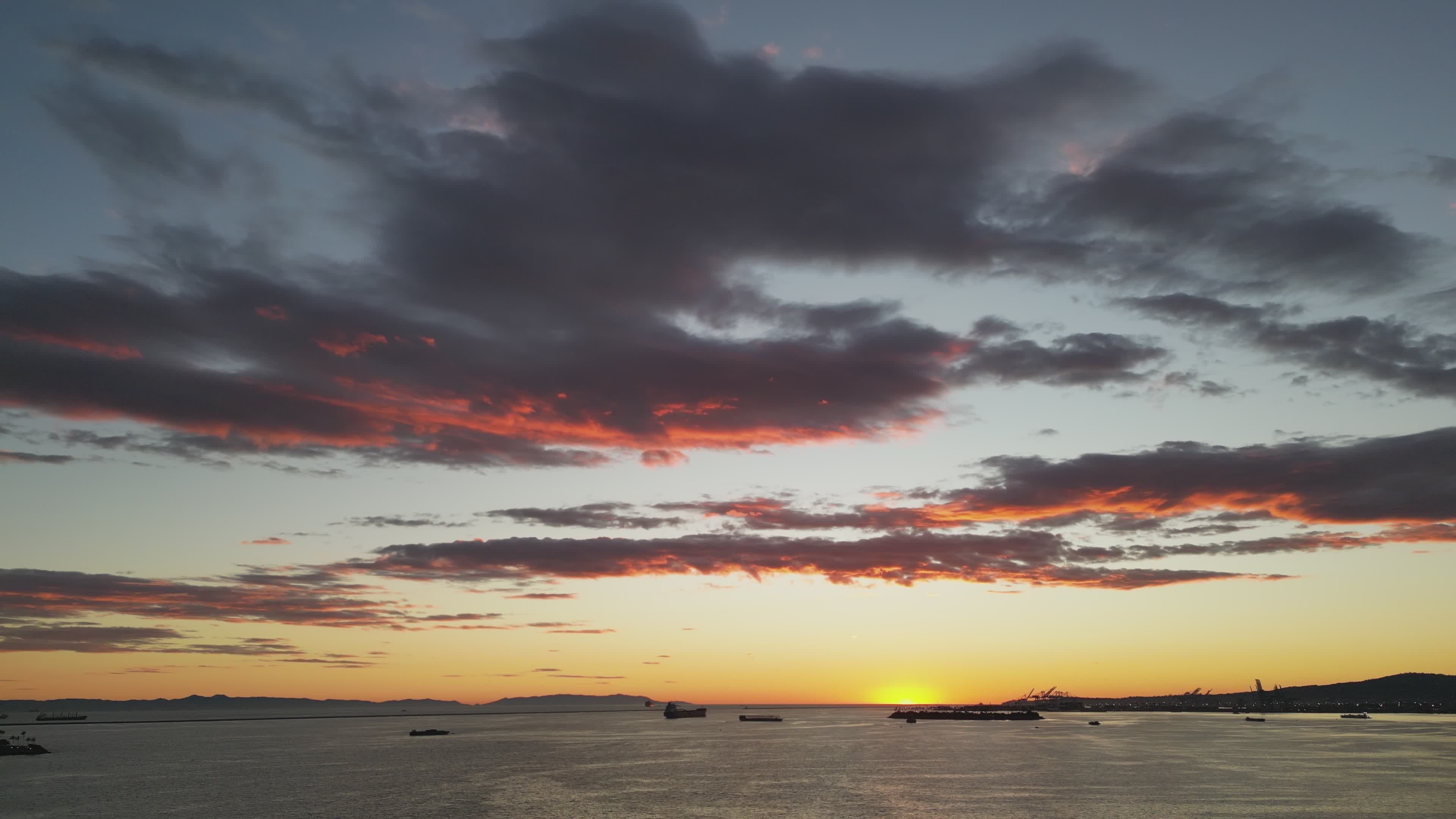 Stunning Sunset Over Los Angeles Harbor Free Stock Video Footage ...