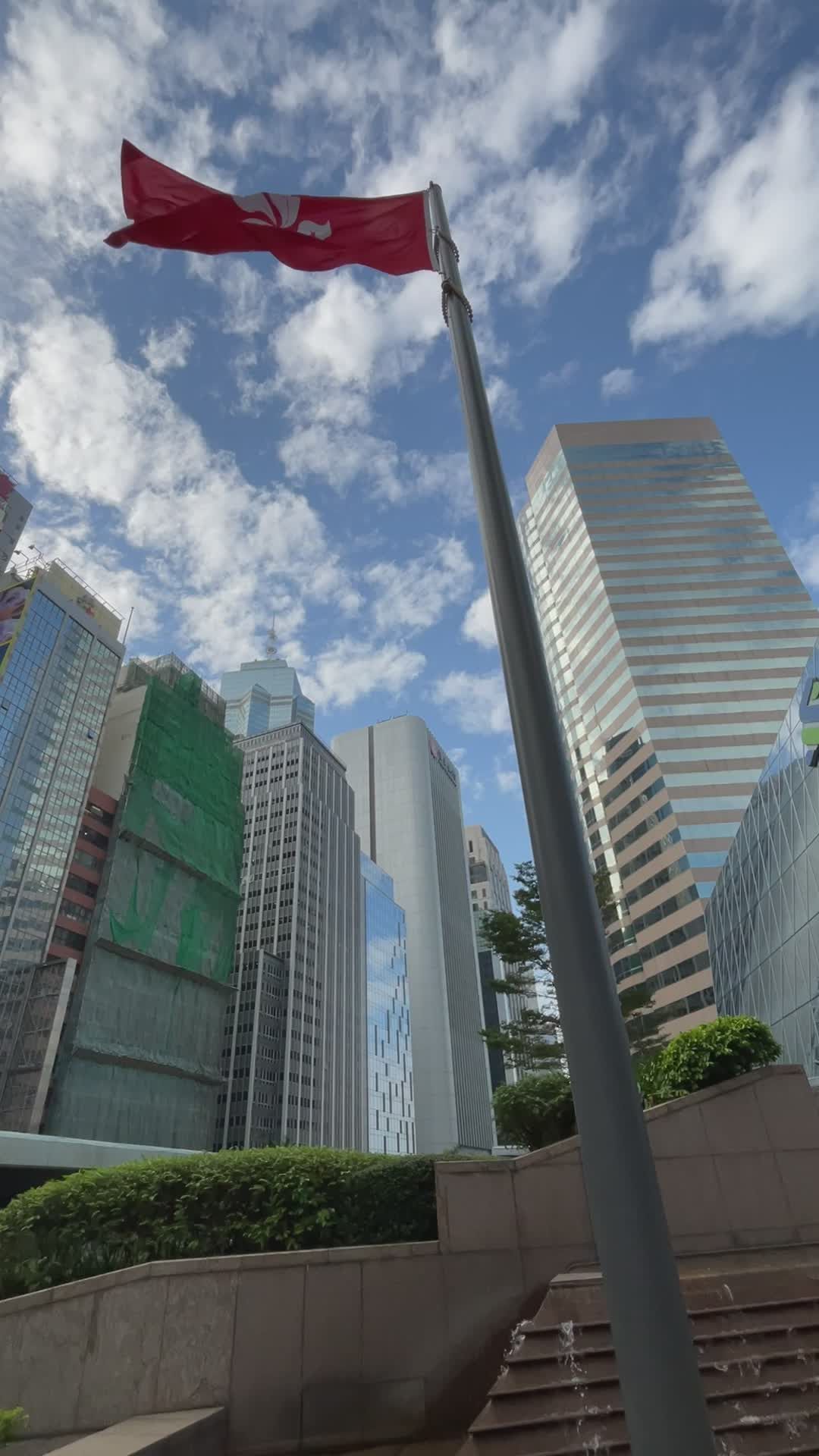 Hong Kong Skyline with Waving Flag Free Stock Video Footage, Royalty ...