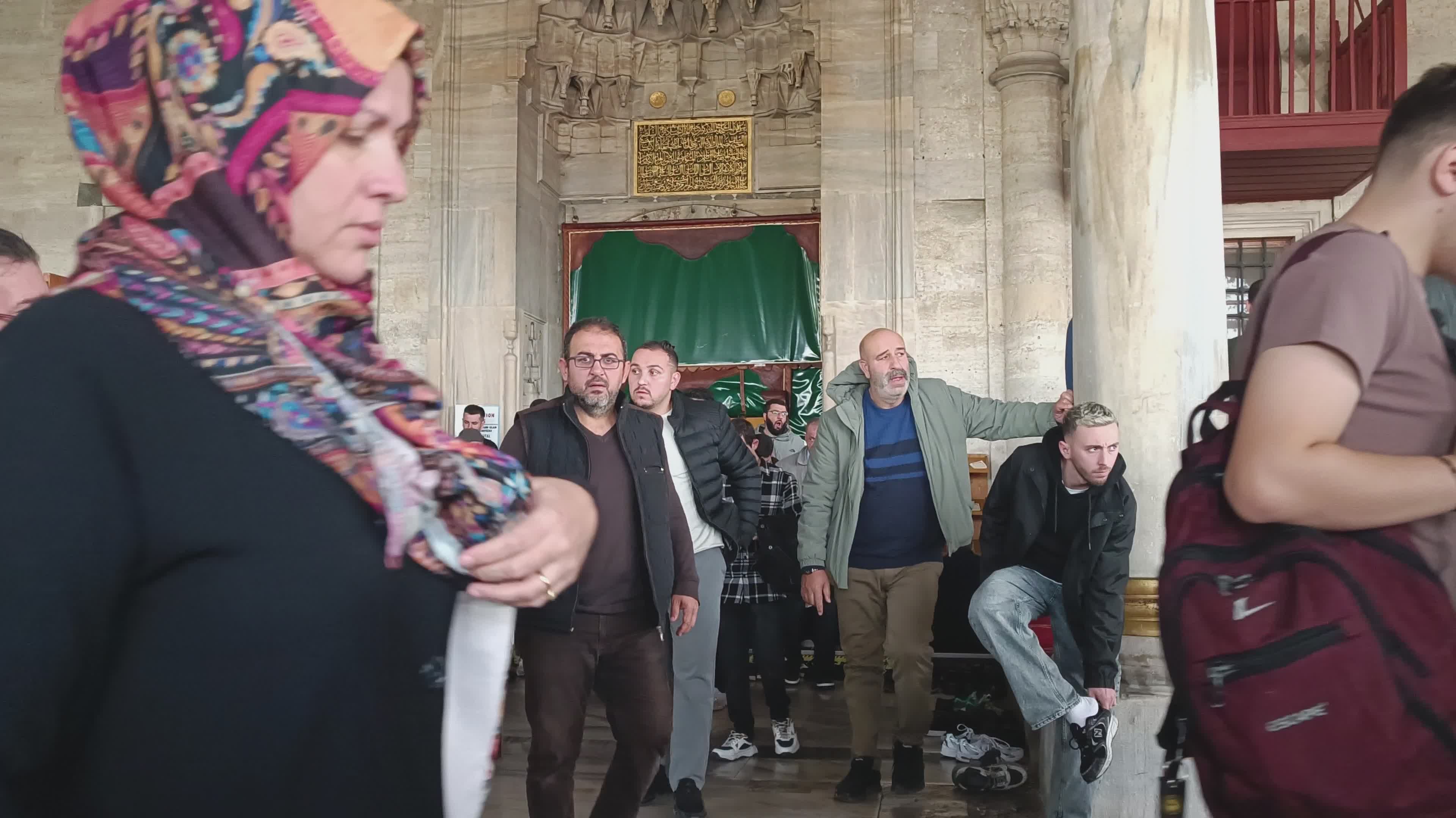 Busy Crowd at Historic Mosque Entrance Free Stock Video Footage ...