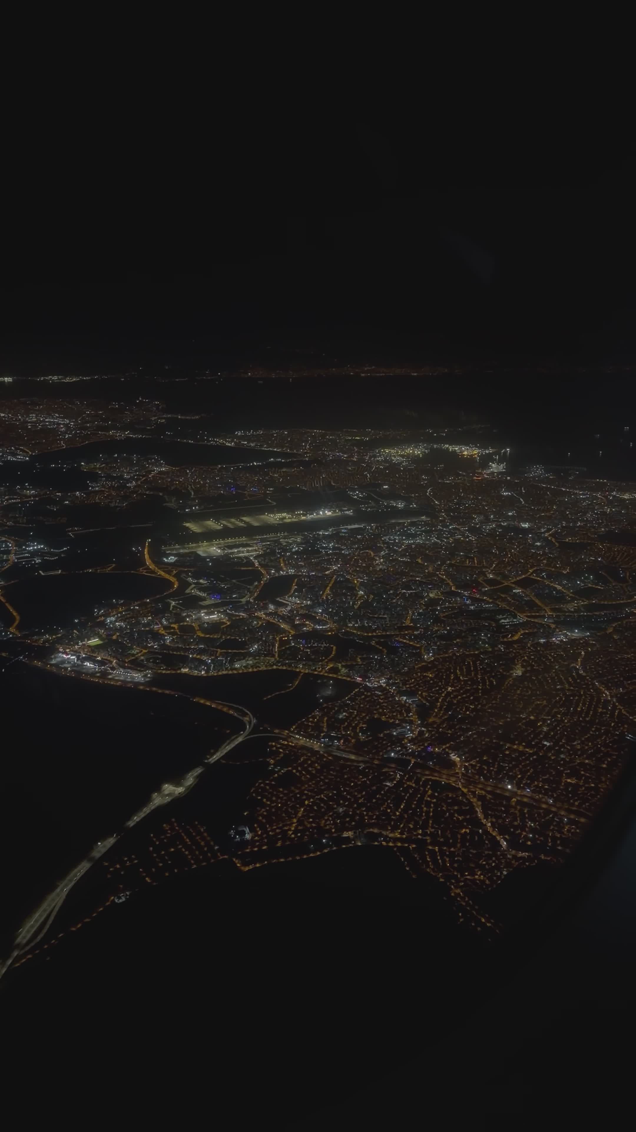 Aerial Night View of City Lights Landscape Free Stock Video Footage ...