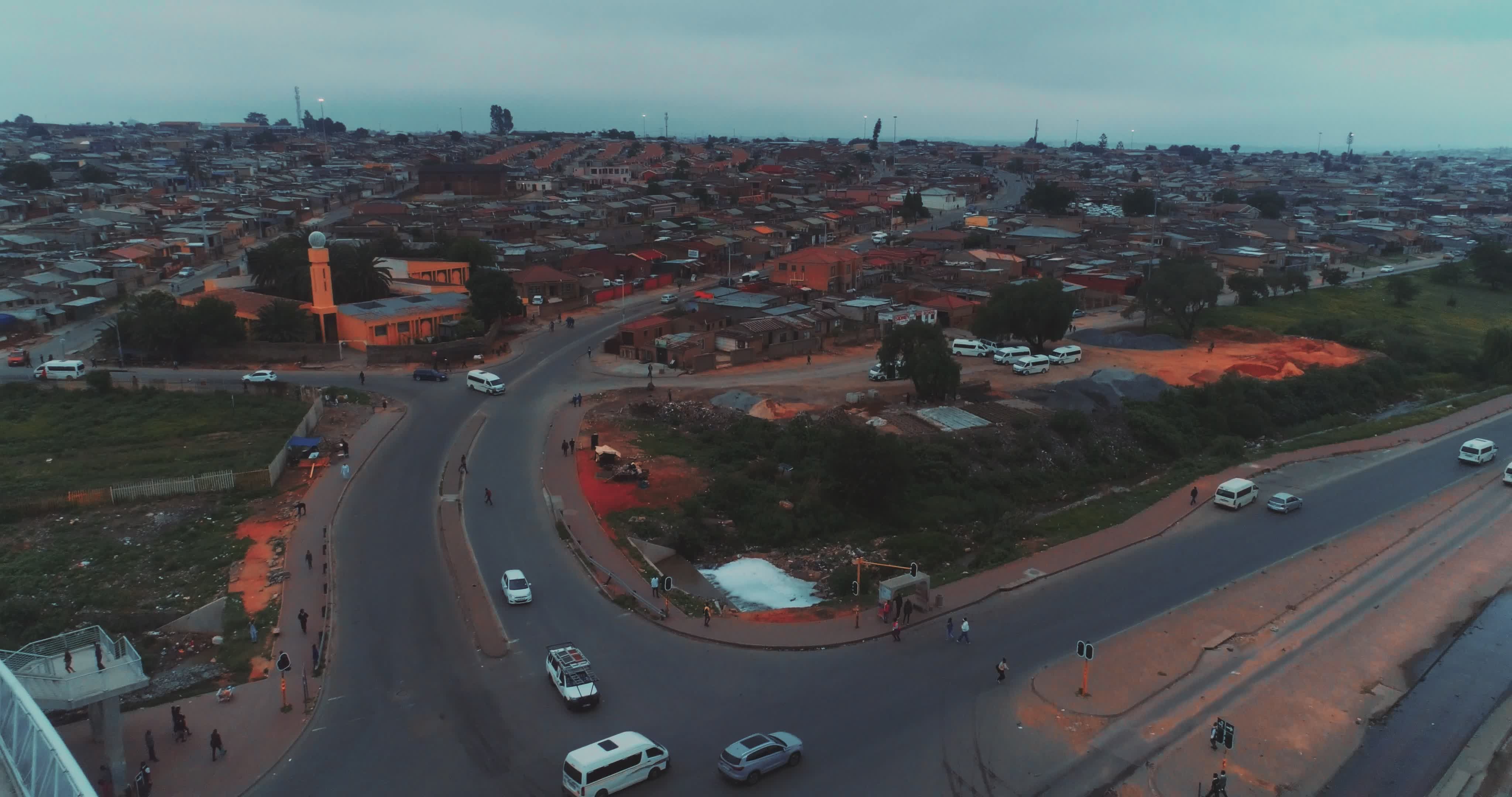 Aerial View of Busy Roundabout in Urban Africa Free Stock Video Footage ...