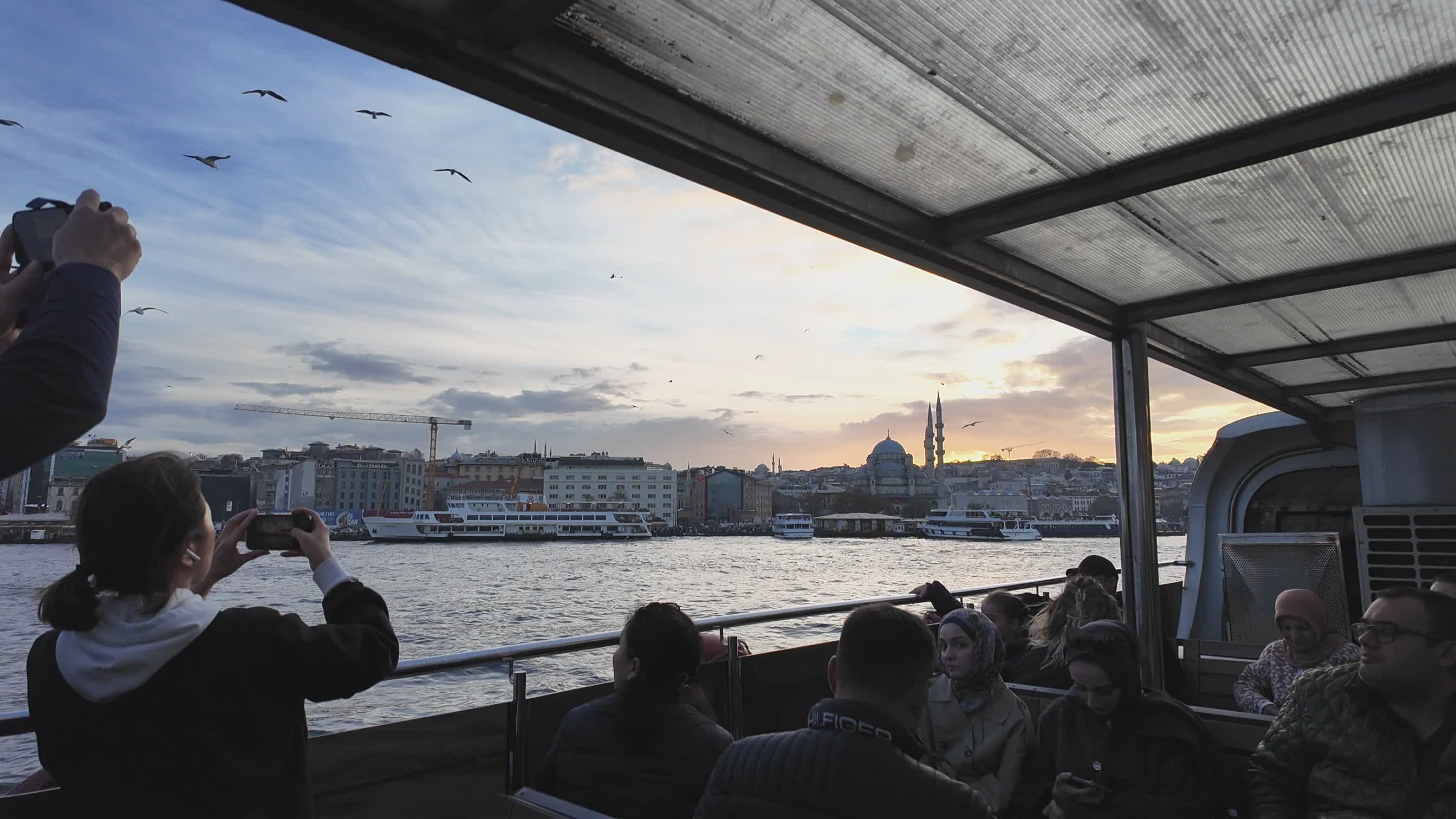 Scenic Ferry Ride with Cityscape Views at Dusk Free Stock Video Footage ...