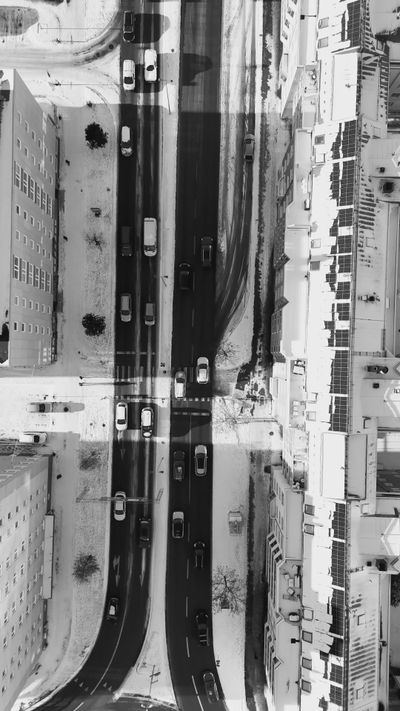 An aerial view of a city with a large building Free Stock Video Footage ...