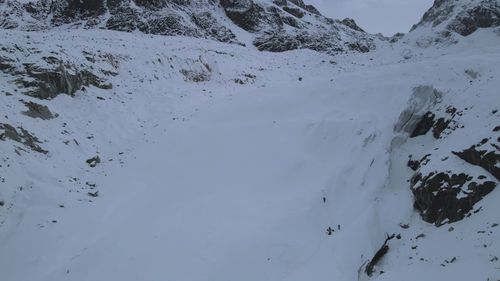 Drone Aerial View of Snowy Mountain Peaks Free Stock Video Footage ...