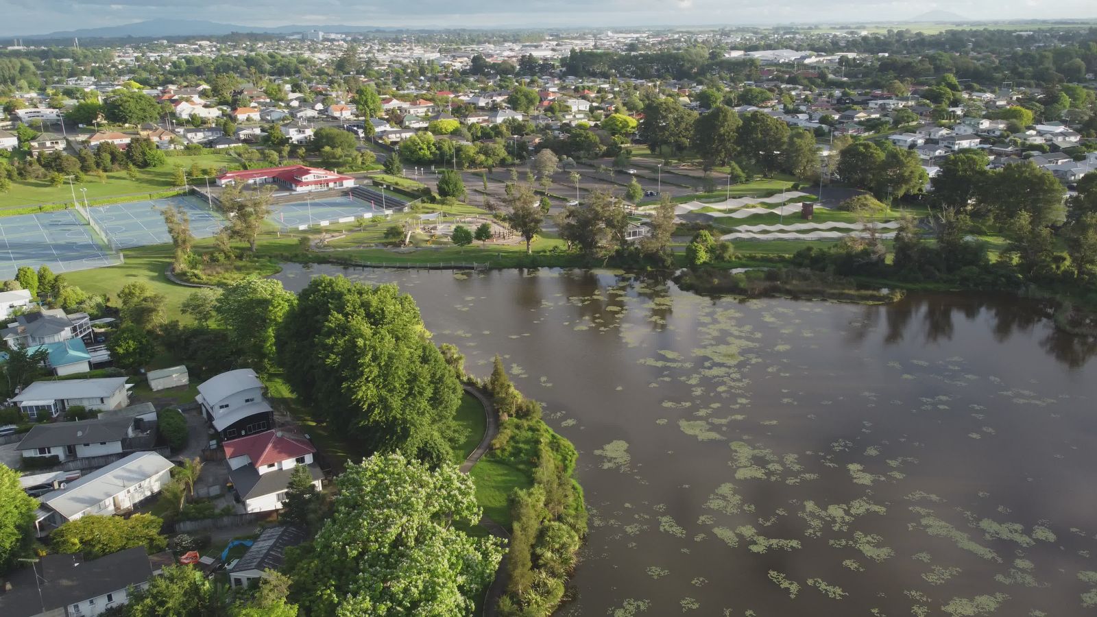 Drone Aerial View of Scenic Green Landscape Park Free Stock Video ...