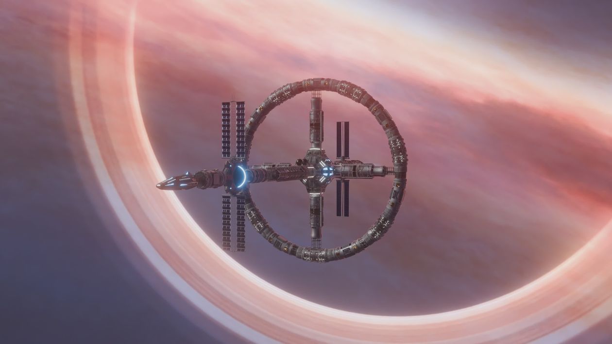 Futuristic Space Station Orbiting a Gaseous Planet Free Stock Video ...