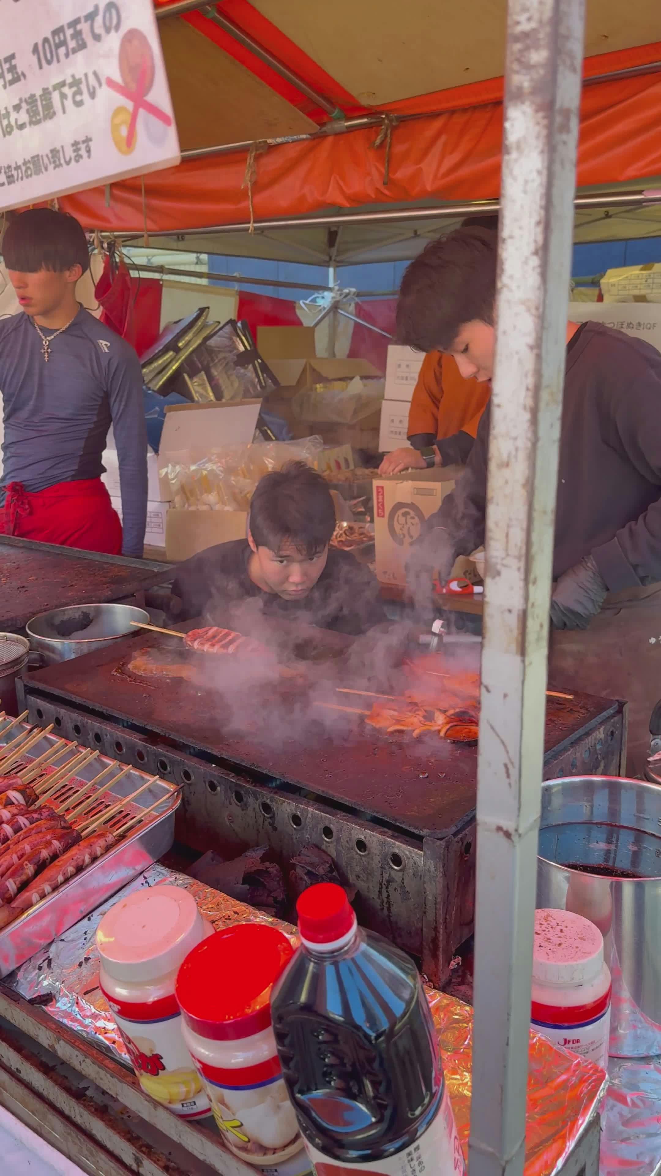 Street Food Stall with Grilled Skewers Free Stock Video Footage ...