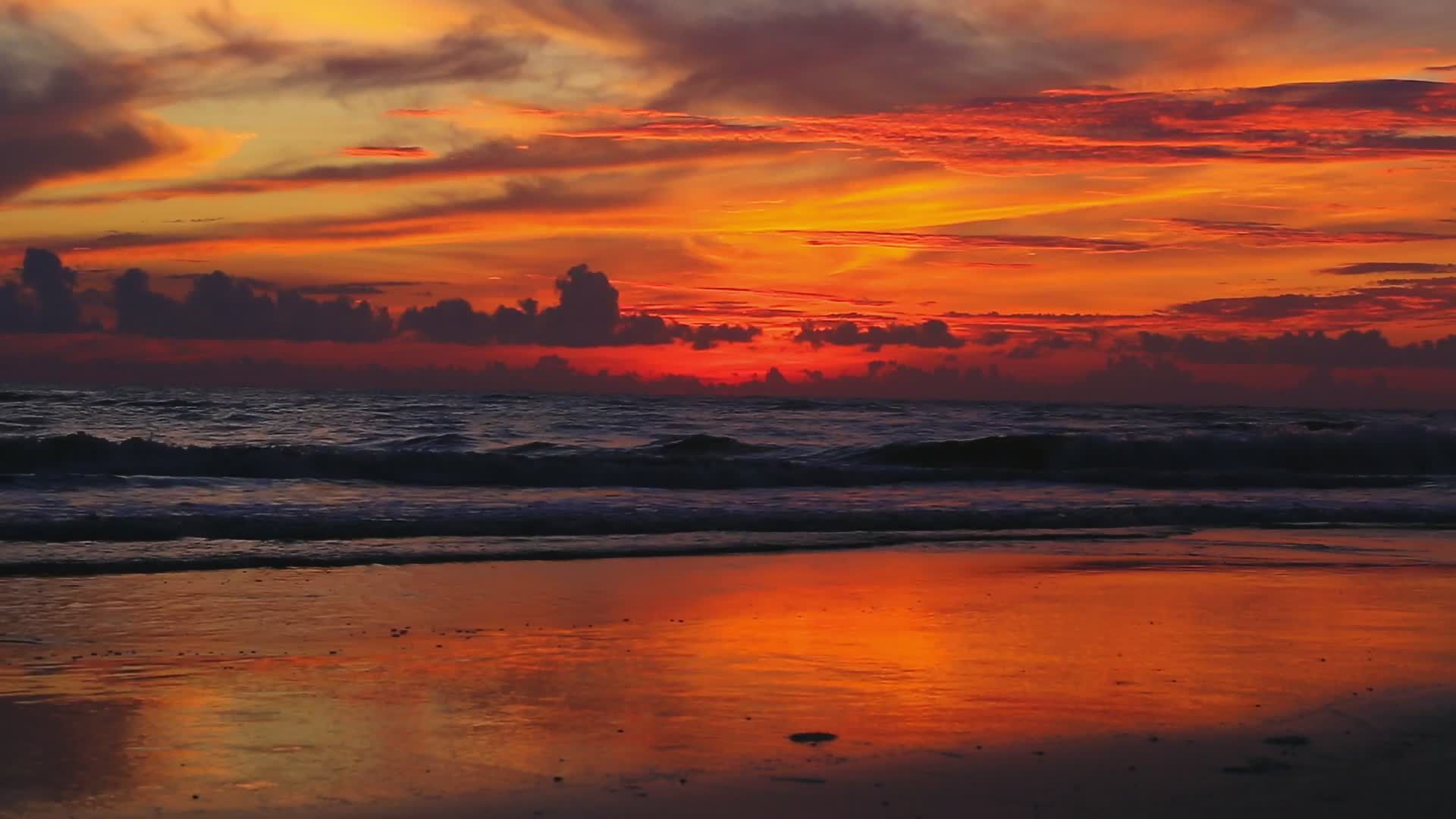 Serene Beach Sunset with Silhouette Free Stock Video Footage, Royalty ...