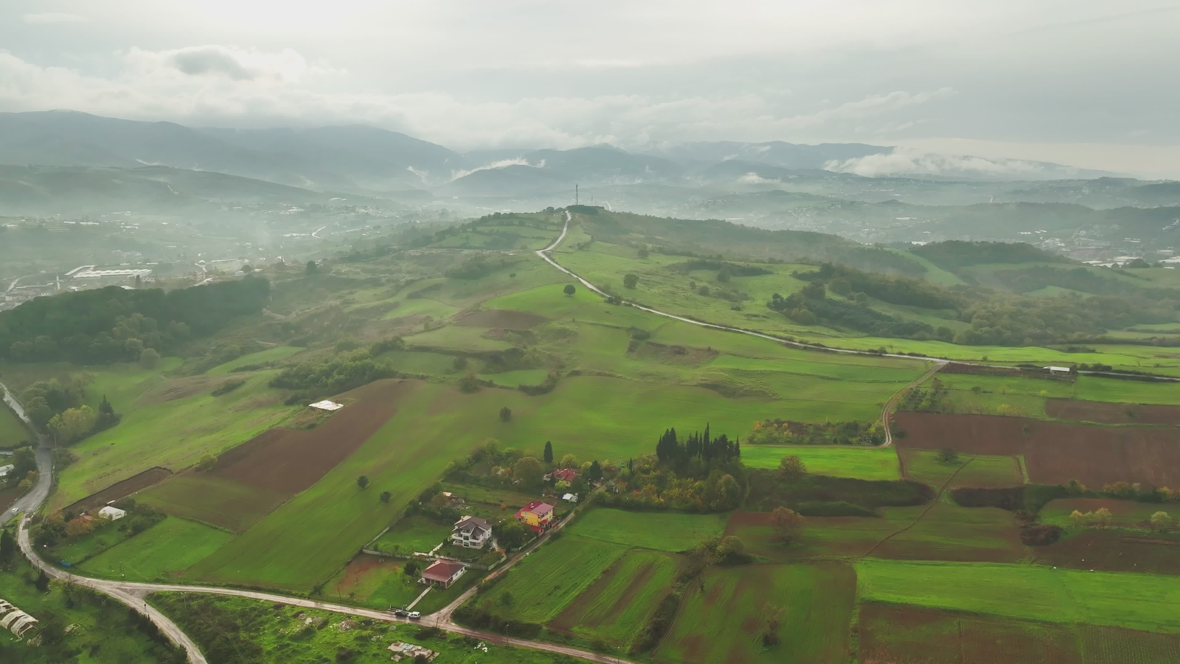 Scenic Aerial View of Lush Green Countryside Free Stock Video Footage ...
