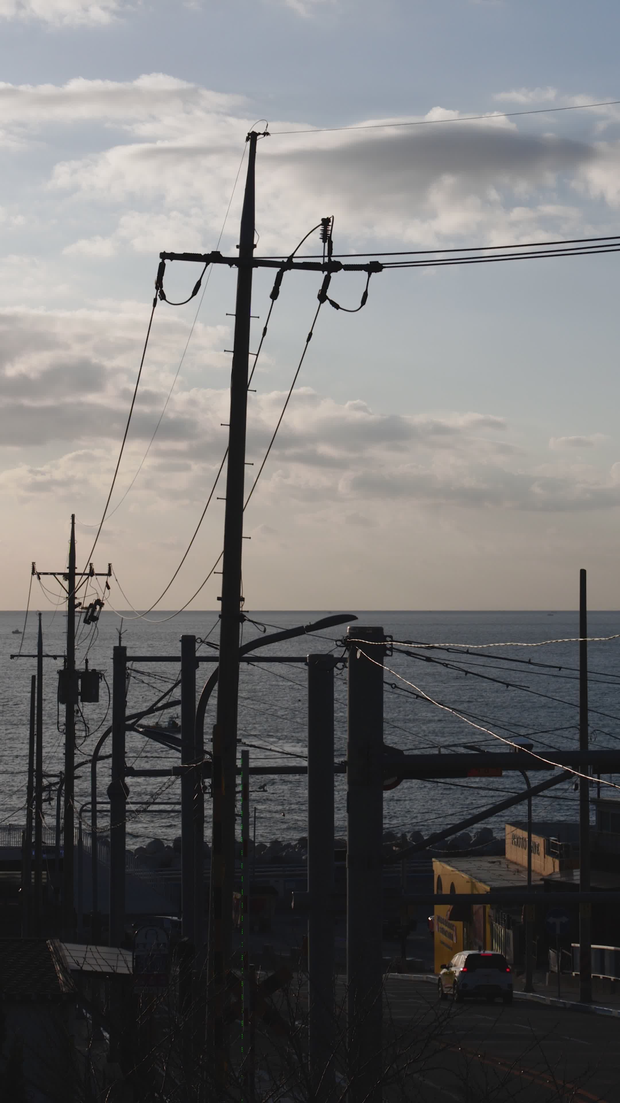 Seaside Power Lines at Dusk Free Stock Video Footage, Royalty-Free 4K ...