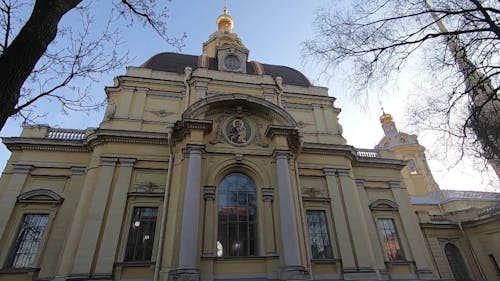 Footage Of Frontage Of A Church In Low Angle View