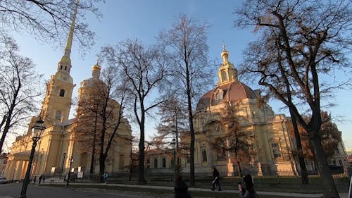 Video Of People Walking In The Street Beside A Church