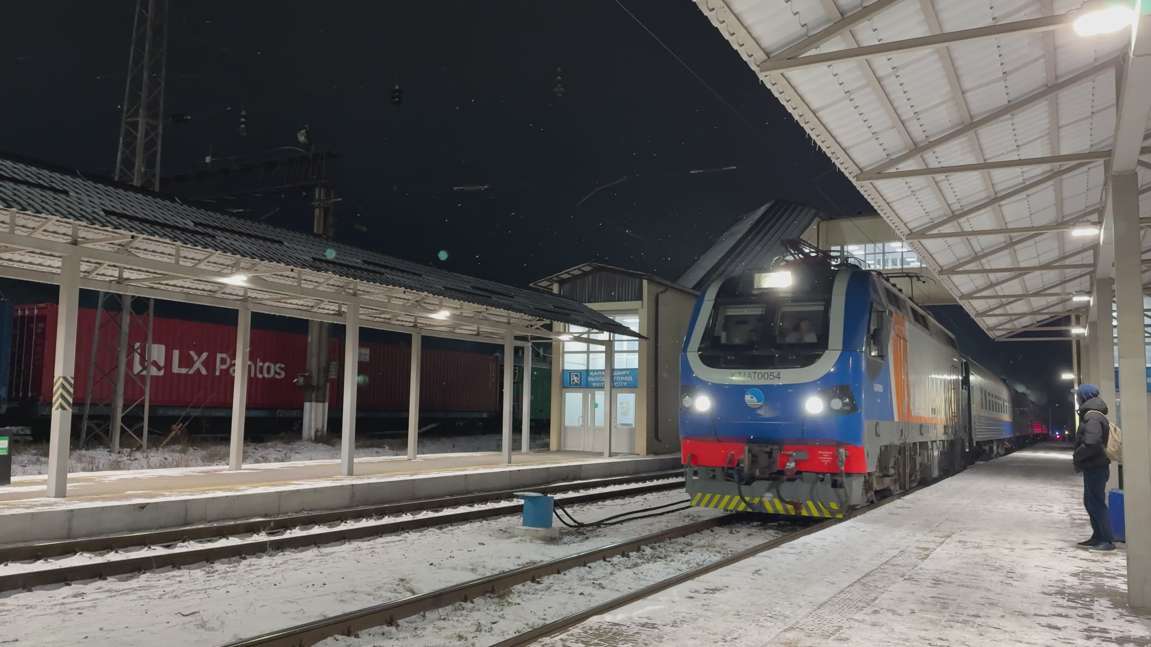 Nighttime Train Arrival at Snowy Station Free Stock Video Footage ...