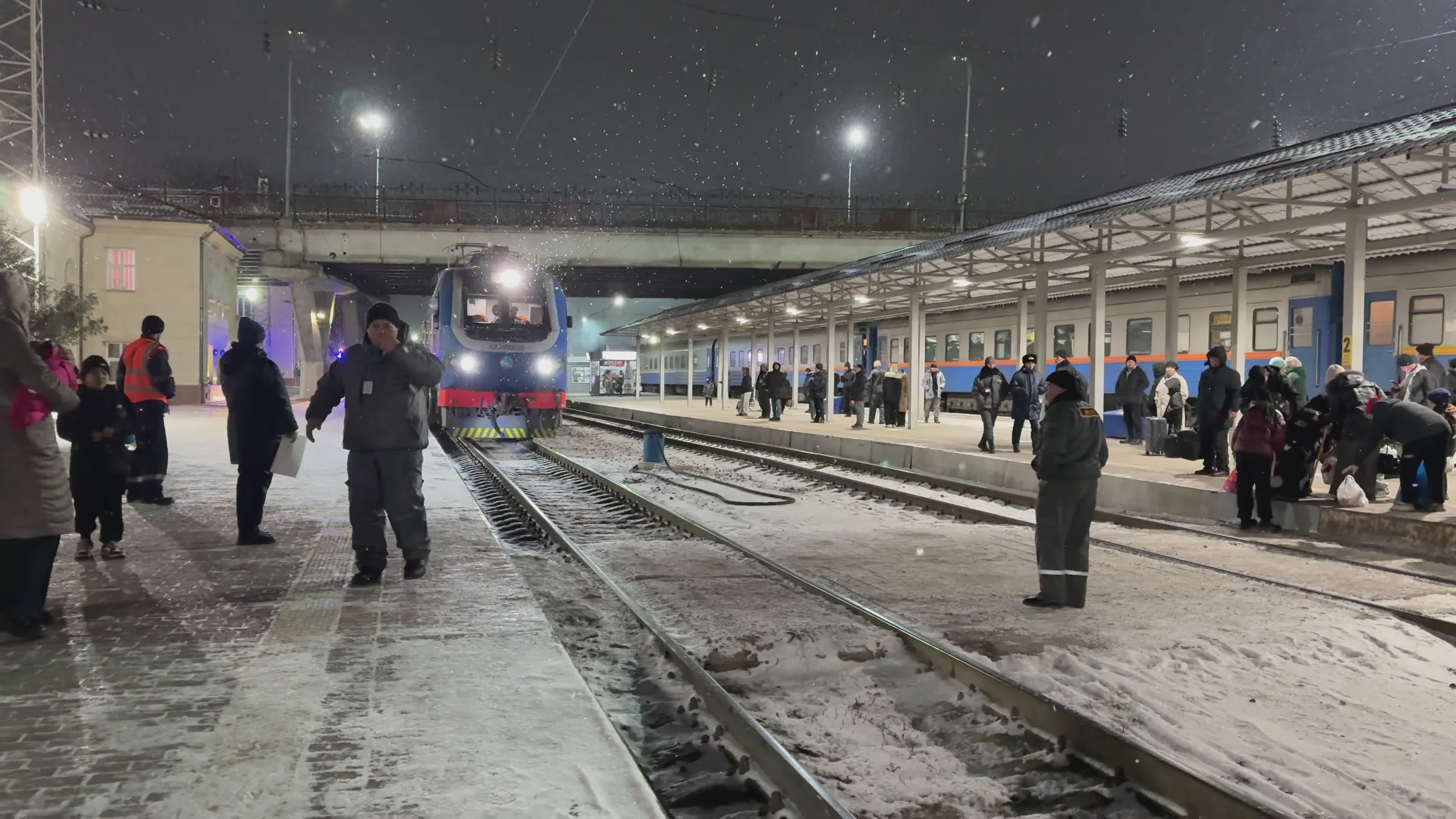 Night Train Arrival at Snowy Station Platform Free Stock Video Footage ...