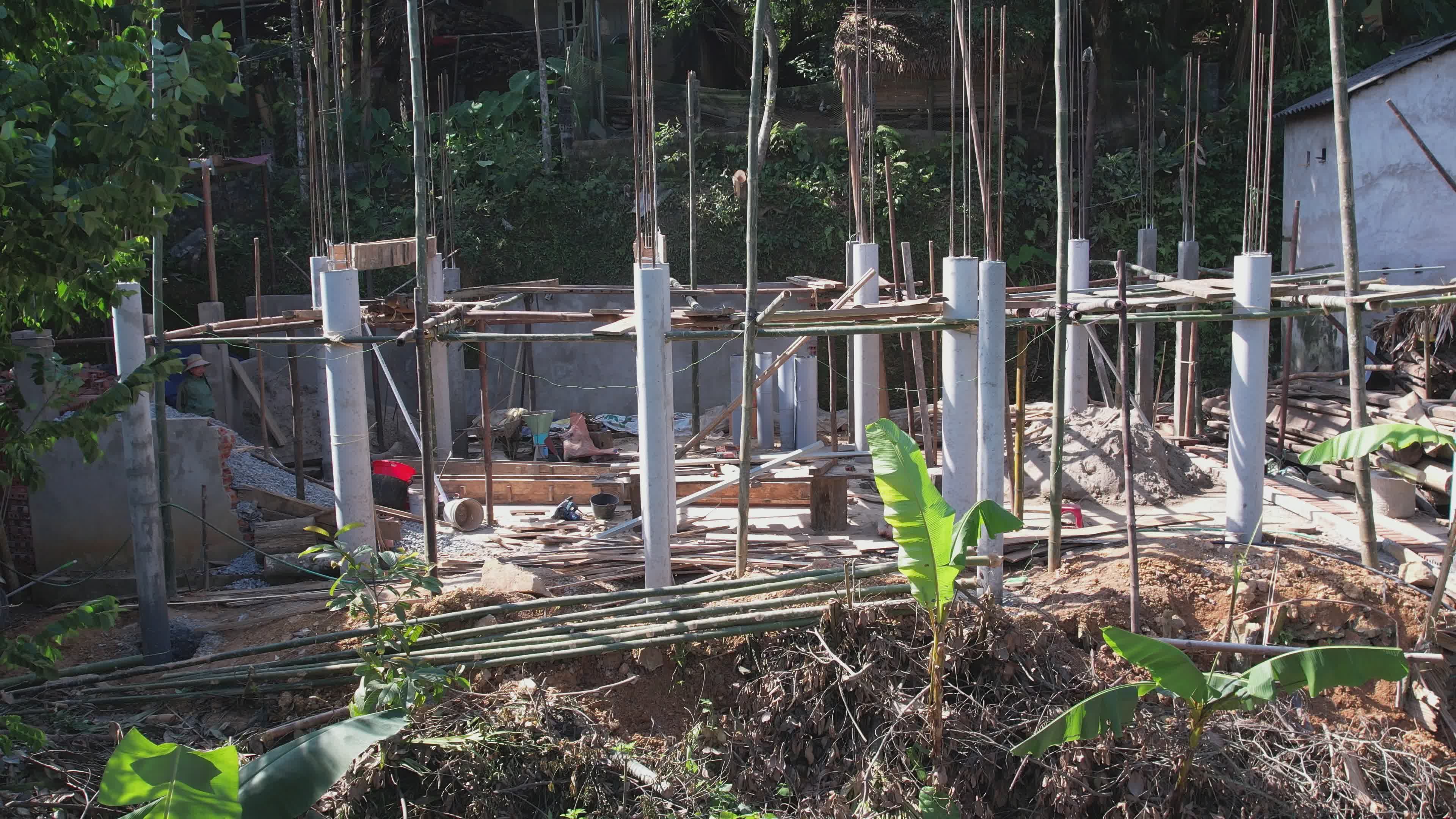 Rural Construction Site in Tropical Village Free Stock Video Footage ...
