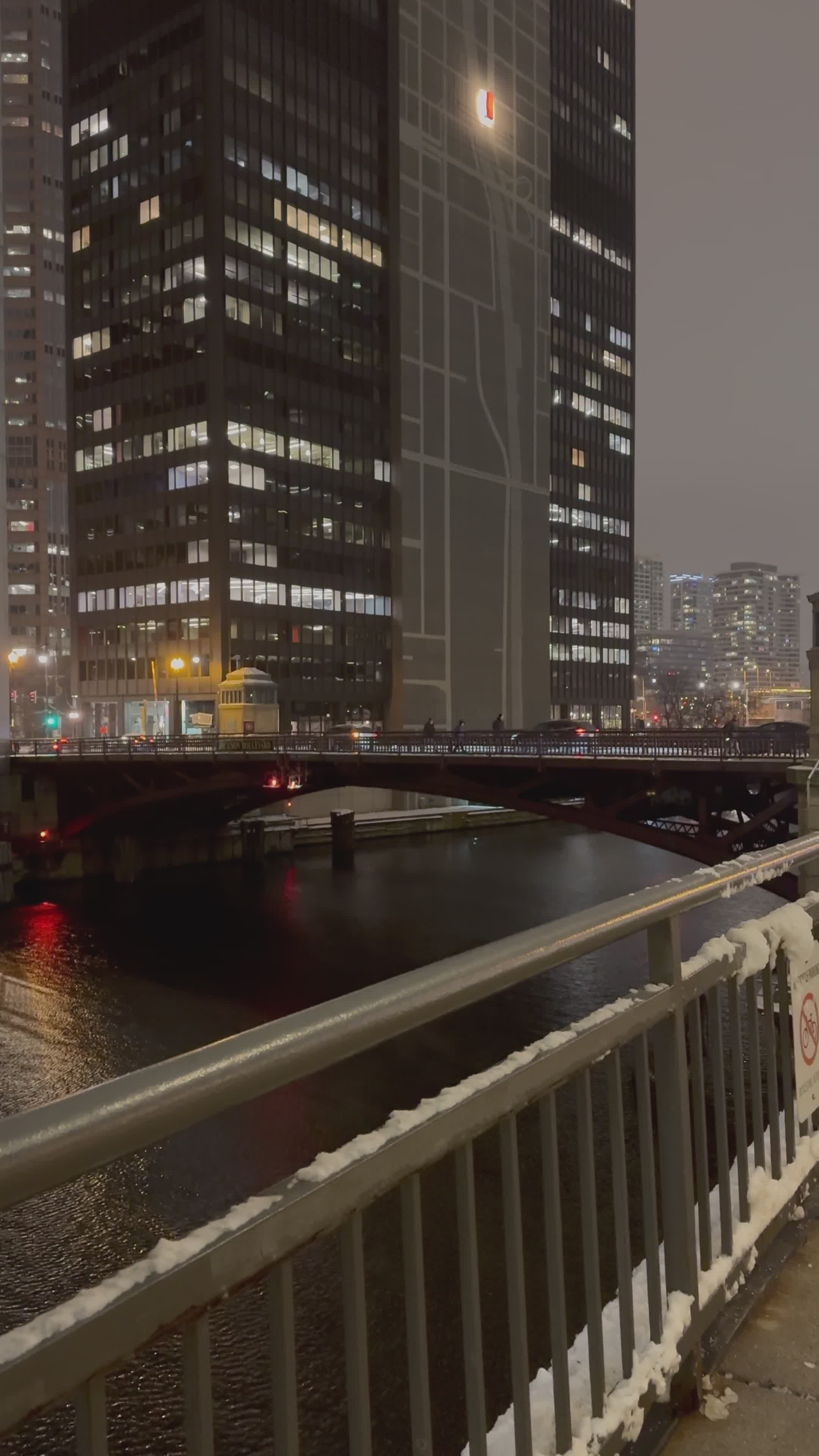 Nighttime Urban Bridge Scene with Skyscrapers Free Stock Video Footage ...