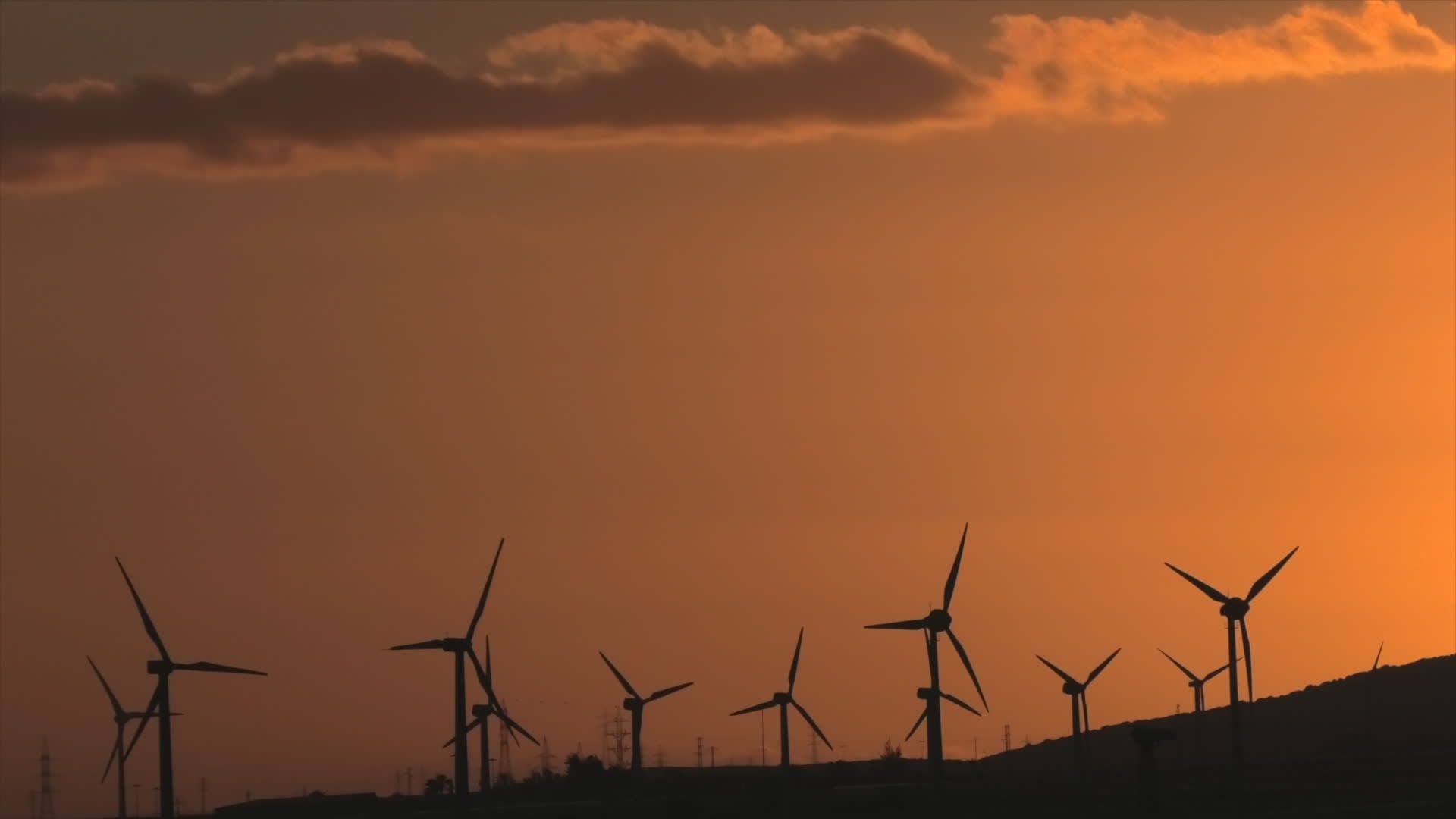 Wind Turbines Silhouetted Against Sunset Sky Free Stock Video Footage ...