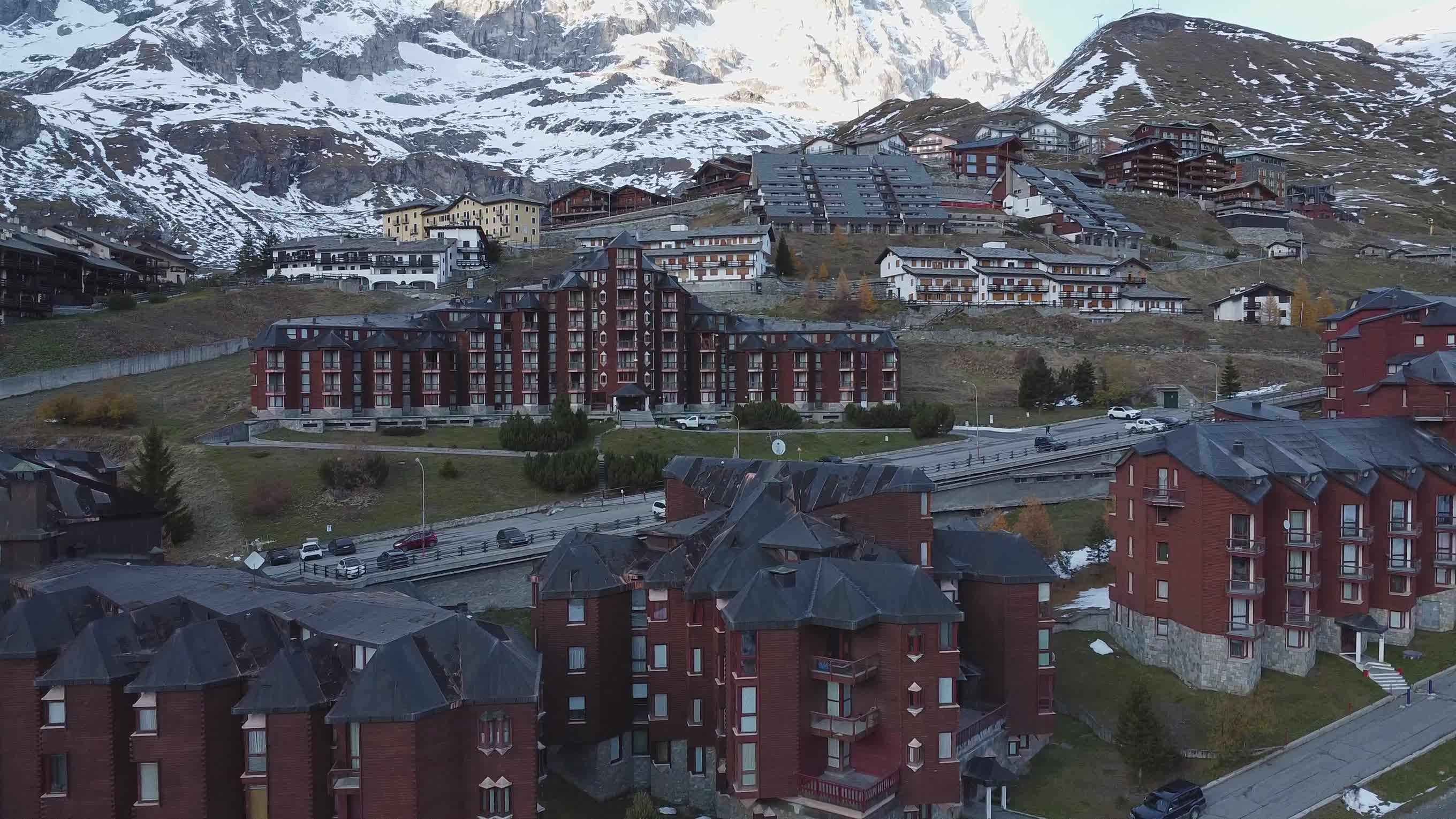Scenic Aerial View of Snowy Mountain Village Free Stock Video Footage ...