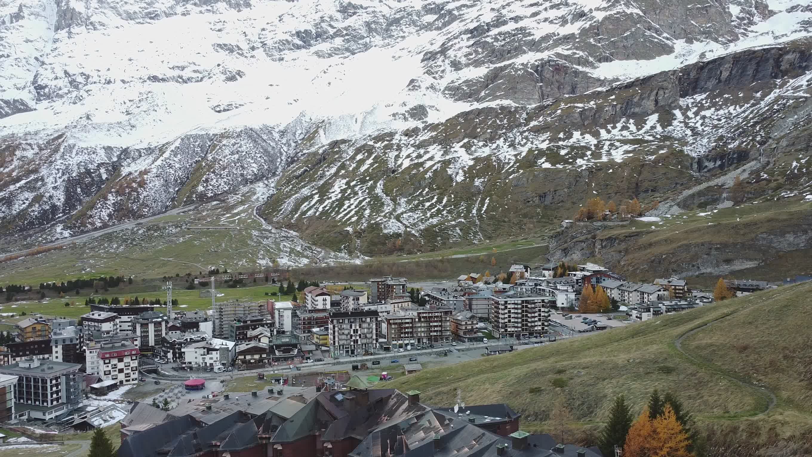 Aerial View of Snowy Alpine Village Landscape Free Stock Video Footage ...