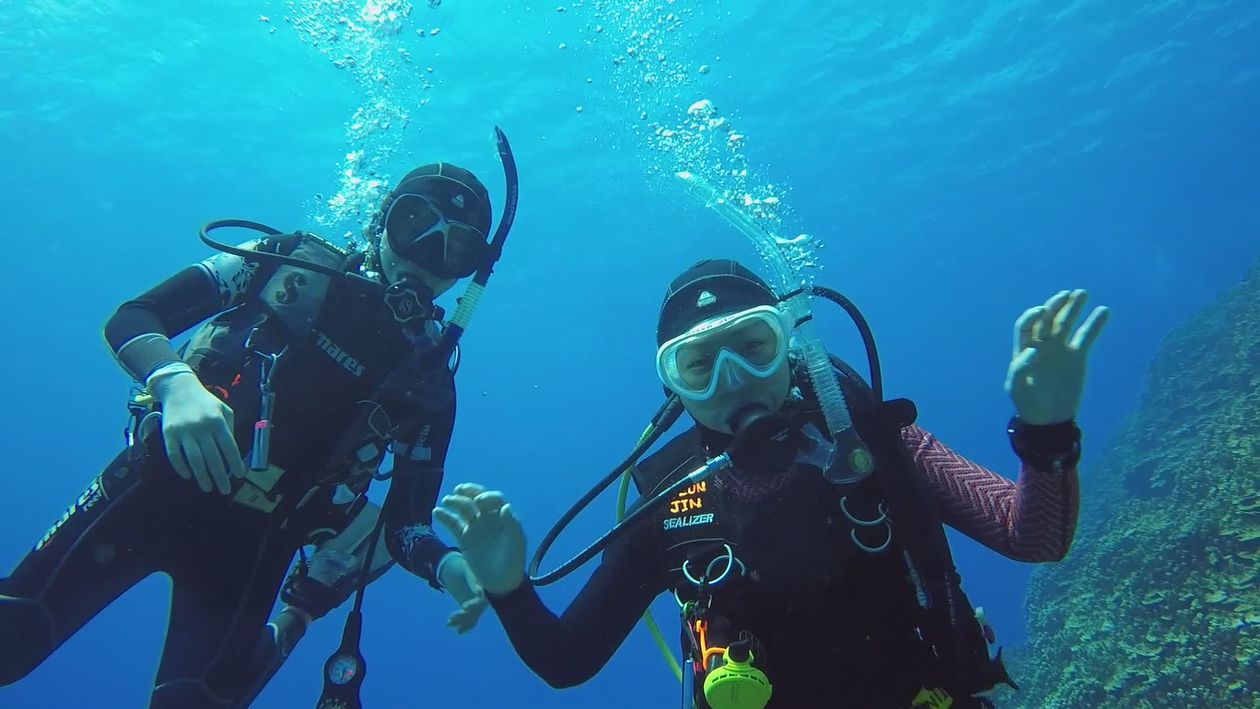 Underwater Adventure with Two Scuba Divers Free Stock Video Footage ...